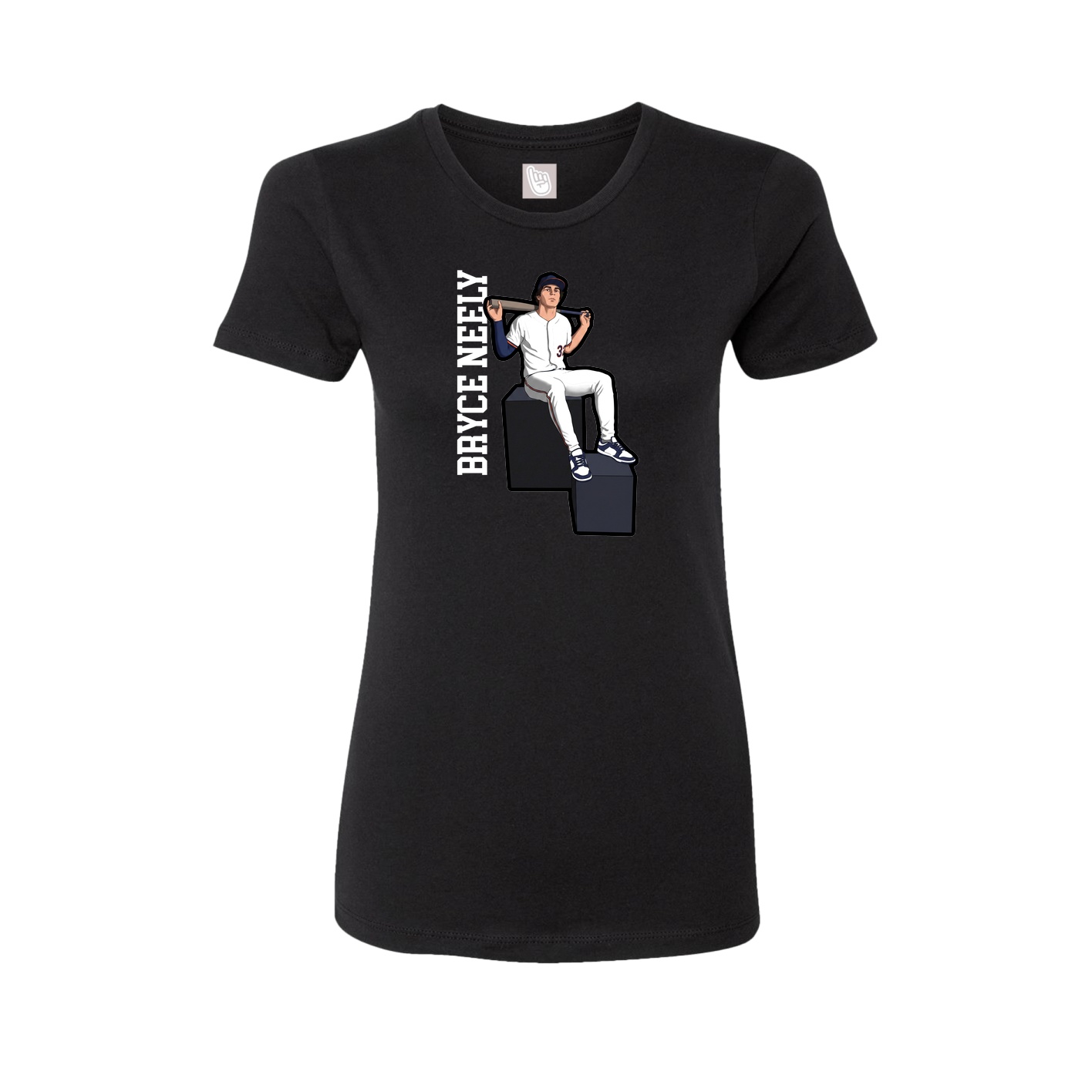 Fitted Women's Tee — Name Vertical in Black
