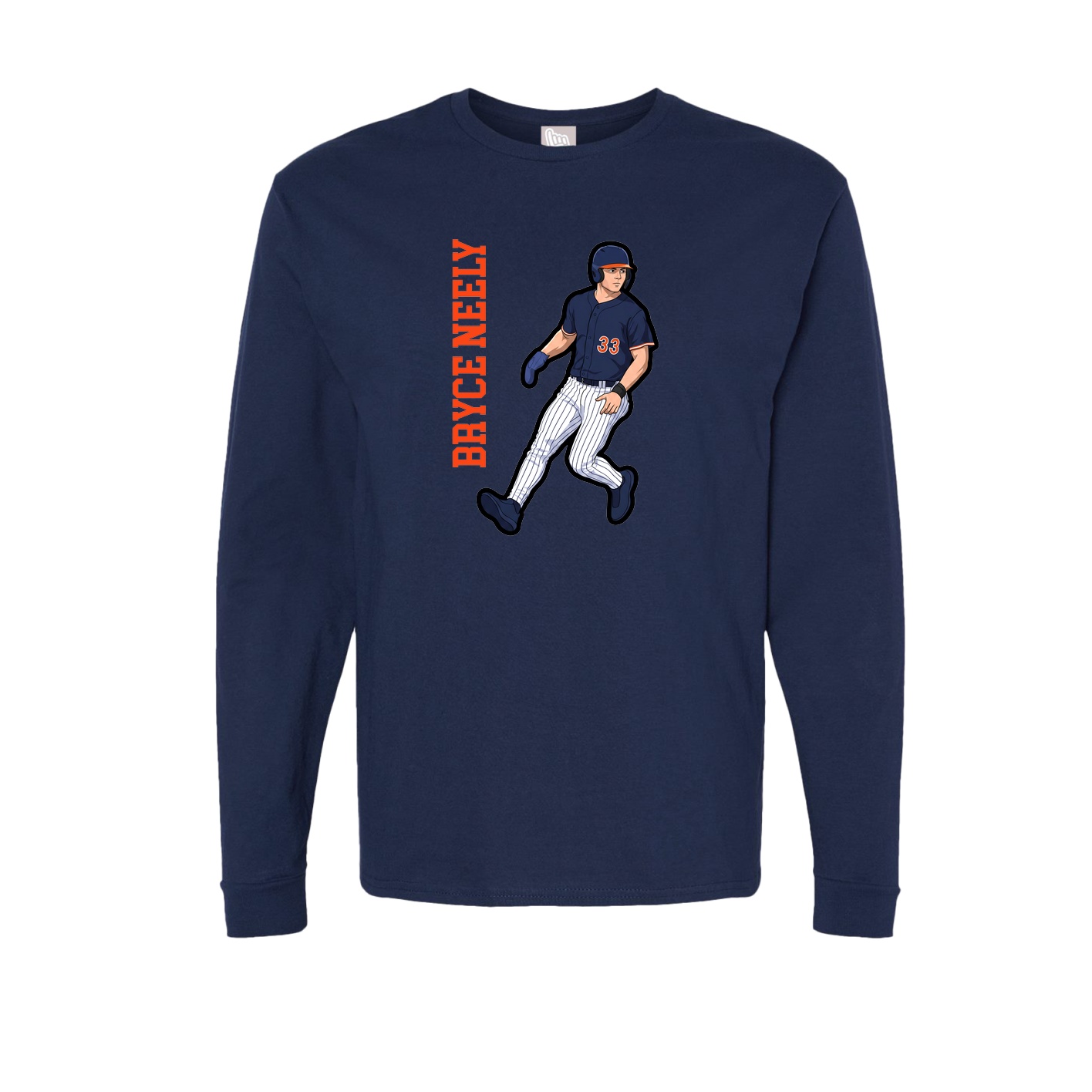 Long Sleeve Tee — Name Vertical in Navy
