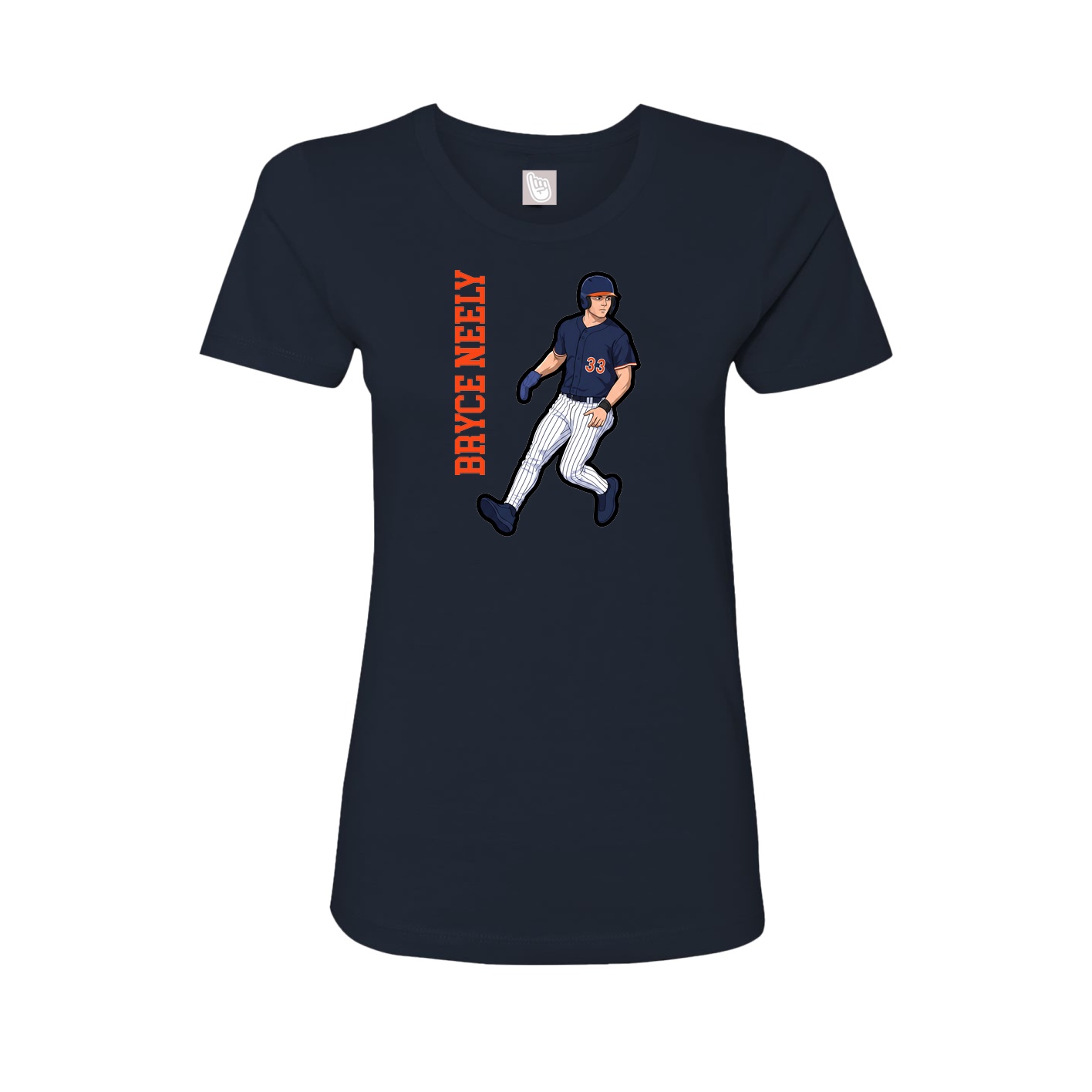 Fitted Women's Tee — Name Vertical in Navy