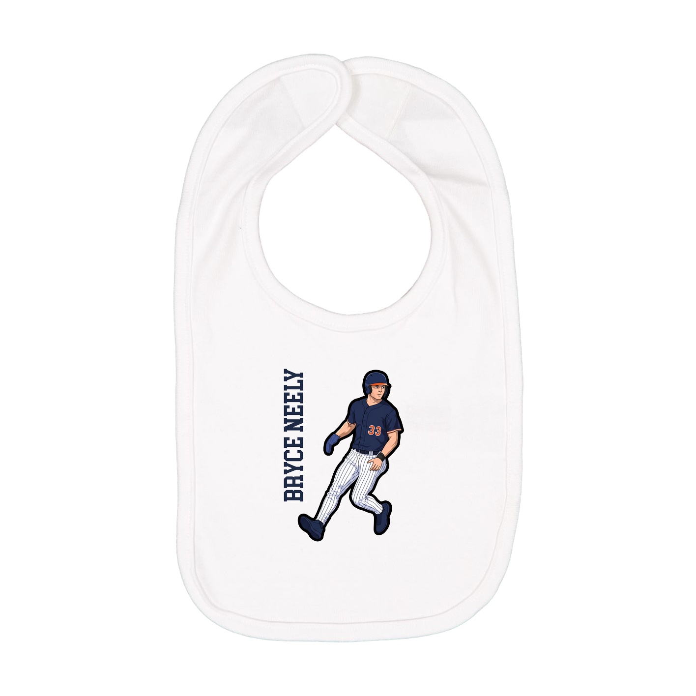 Infant Bib — Name Vertical in White