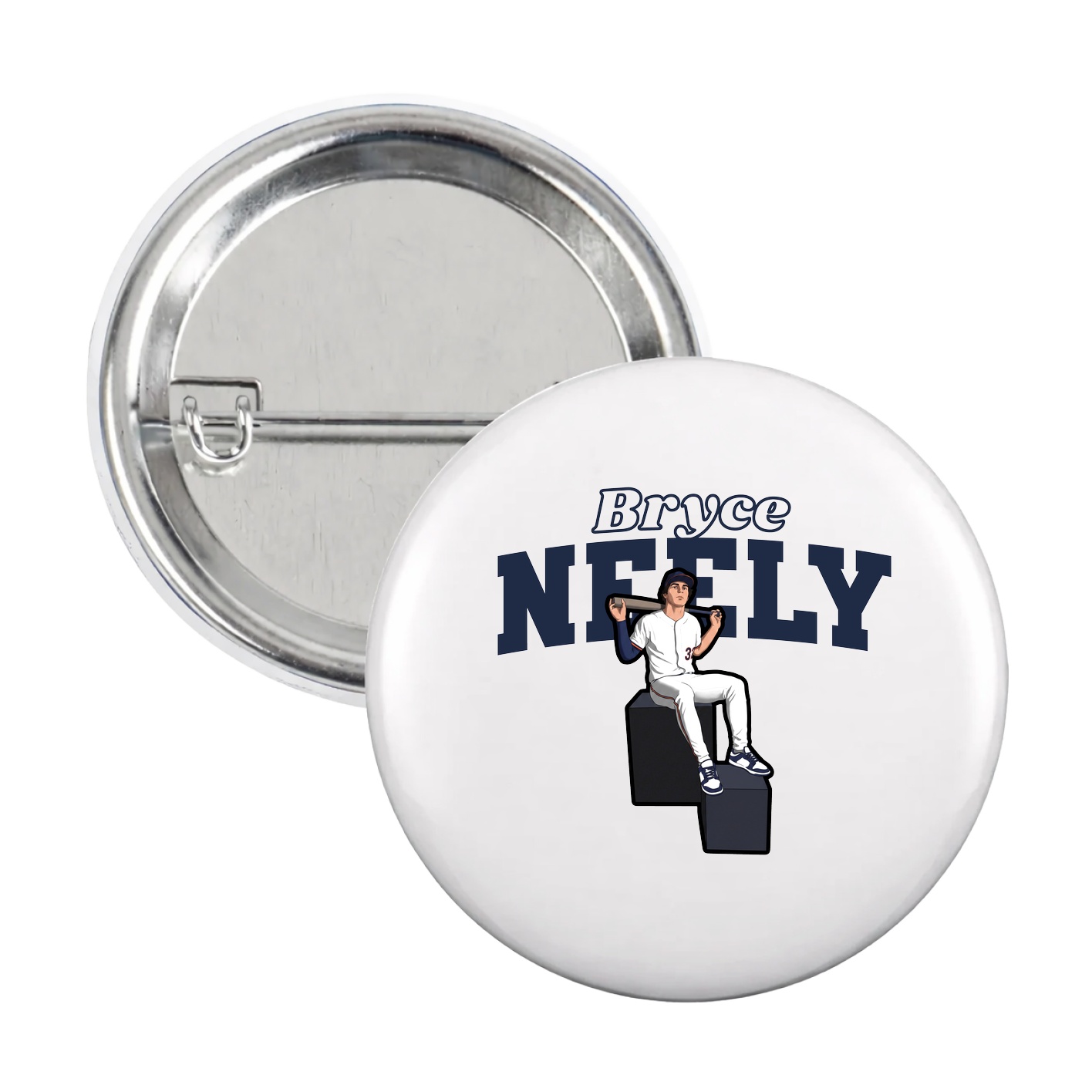 Game Day Button — Name Arch in White
