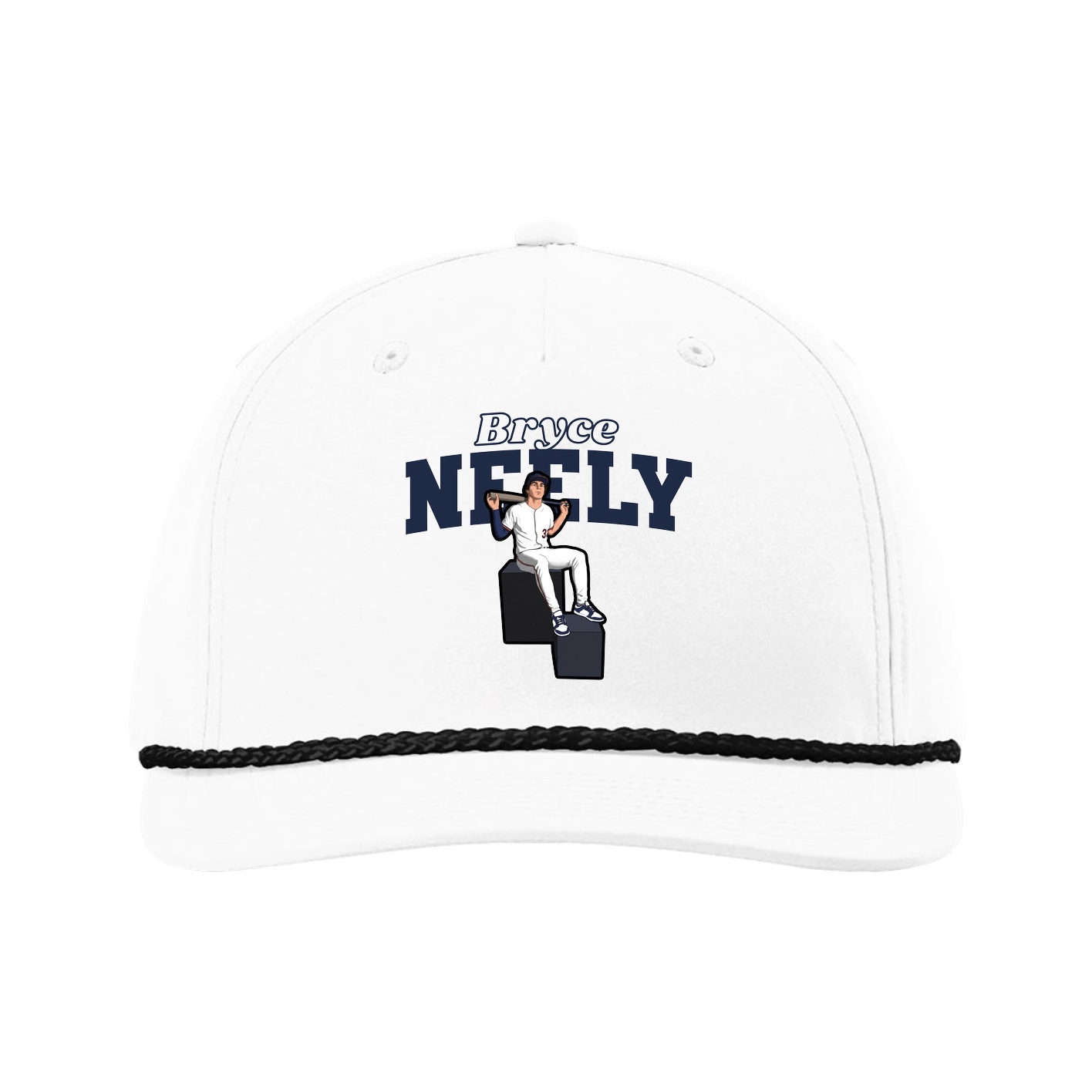 Five-Panel Classic Rope Cap — Name Arch in White