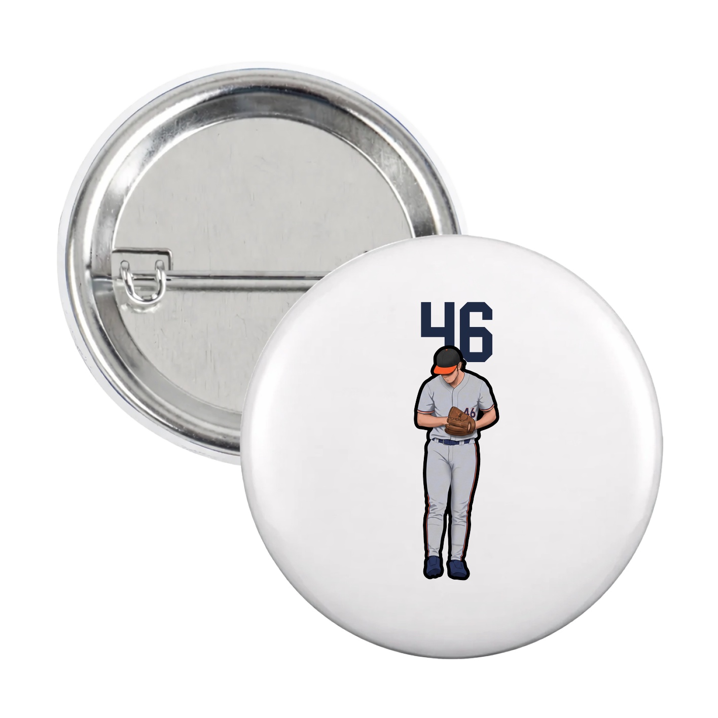 Game Day Button — Number Top in White