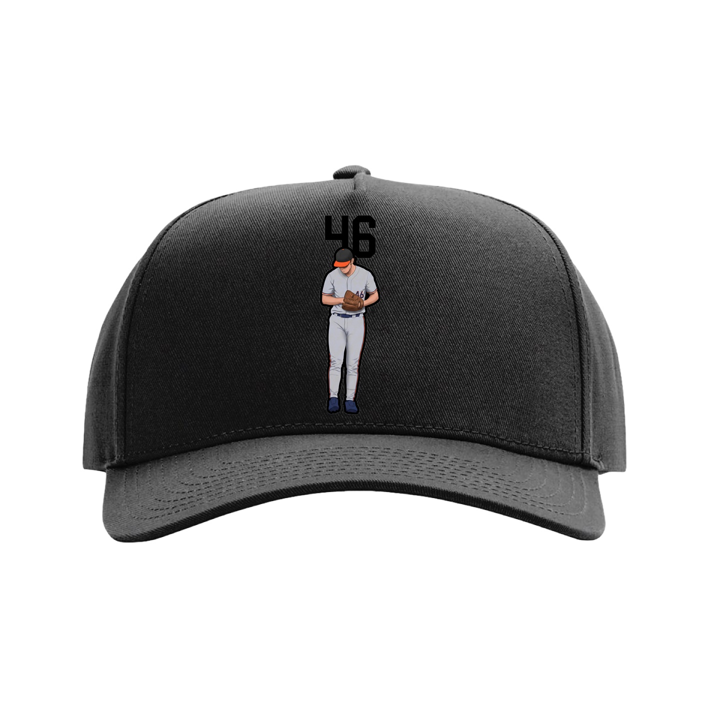 Full Fabric Five-Panel Champ Cap — Number Top in Black