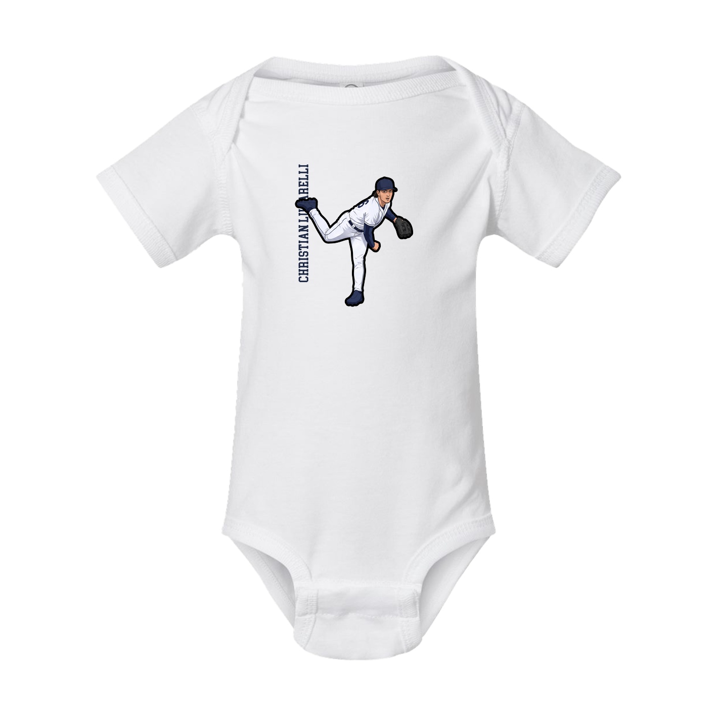 Baby Onesie — Name Vertical in White