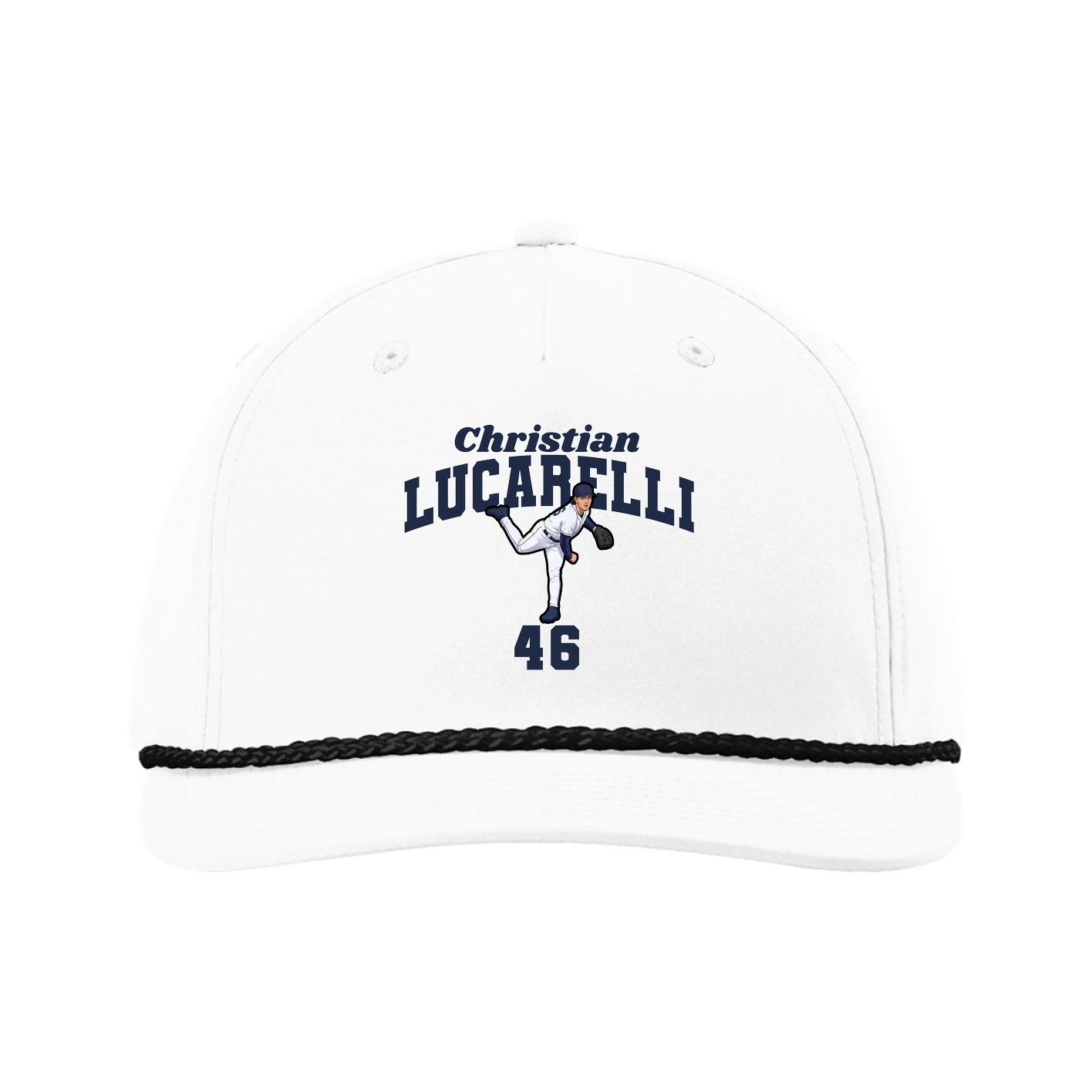 Five-Panel Classic Rope Cap — Signature Arch in White