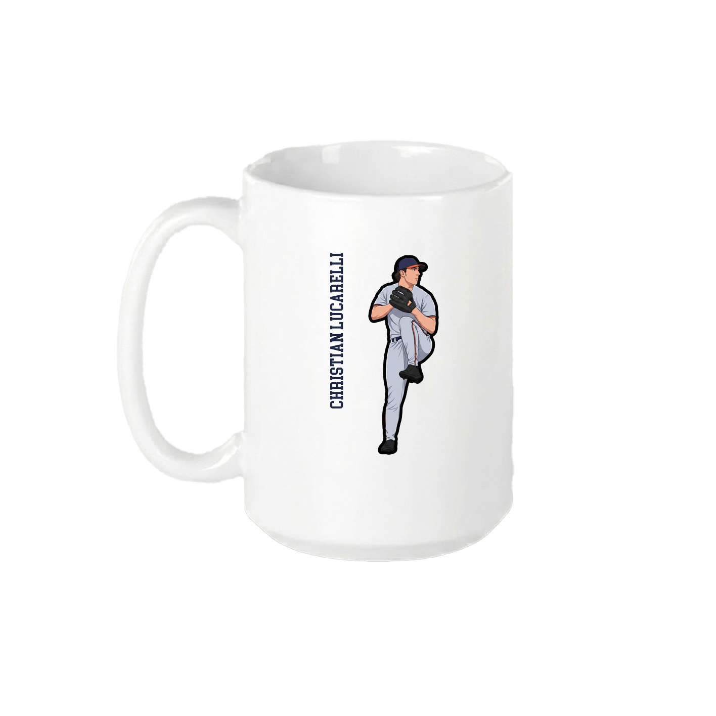 15oz Coffee Mug — Name Vertical in White
