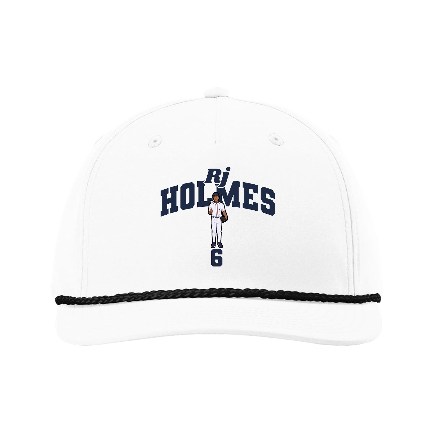 Five-Panel Classic Rope Cap — Signature Arch in White