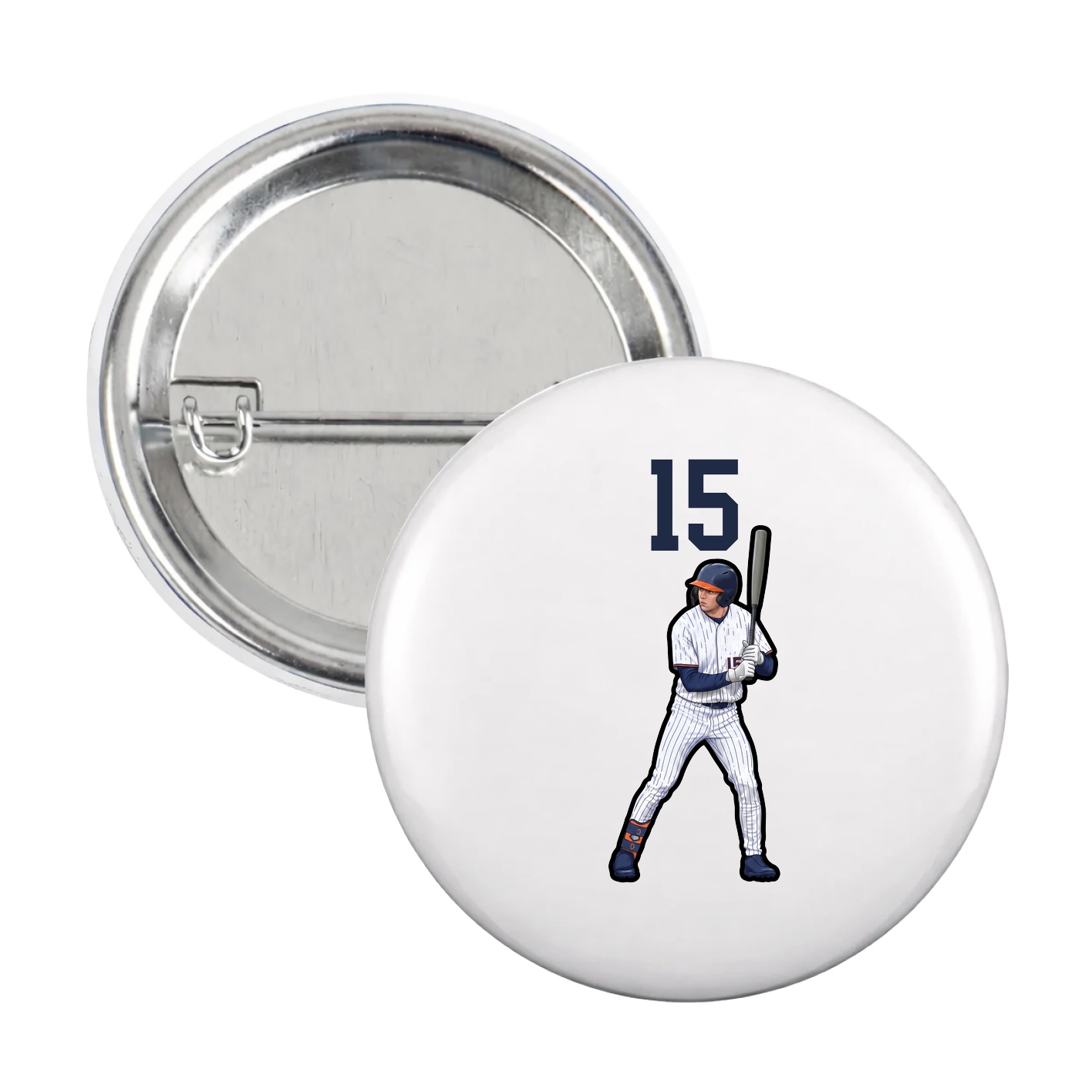 Game Day Button — Number Top in White