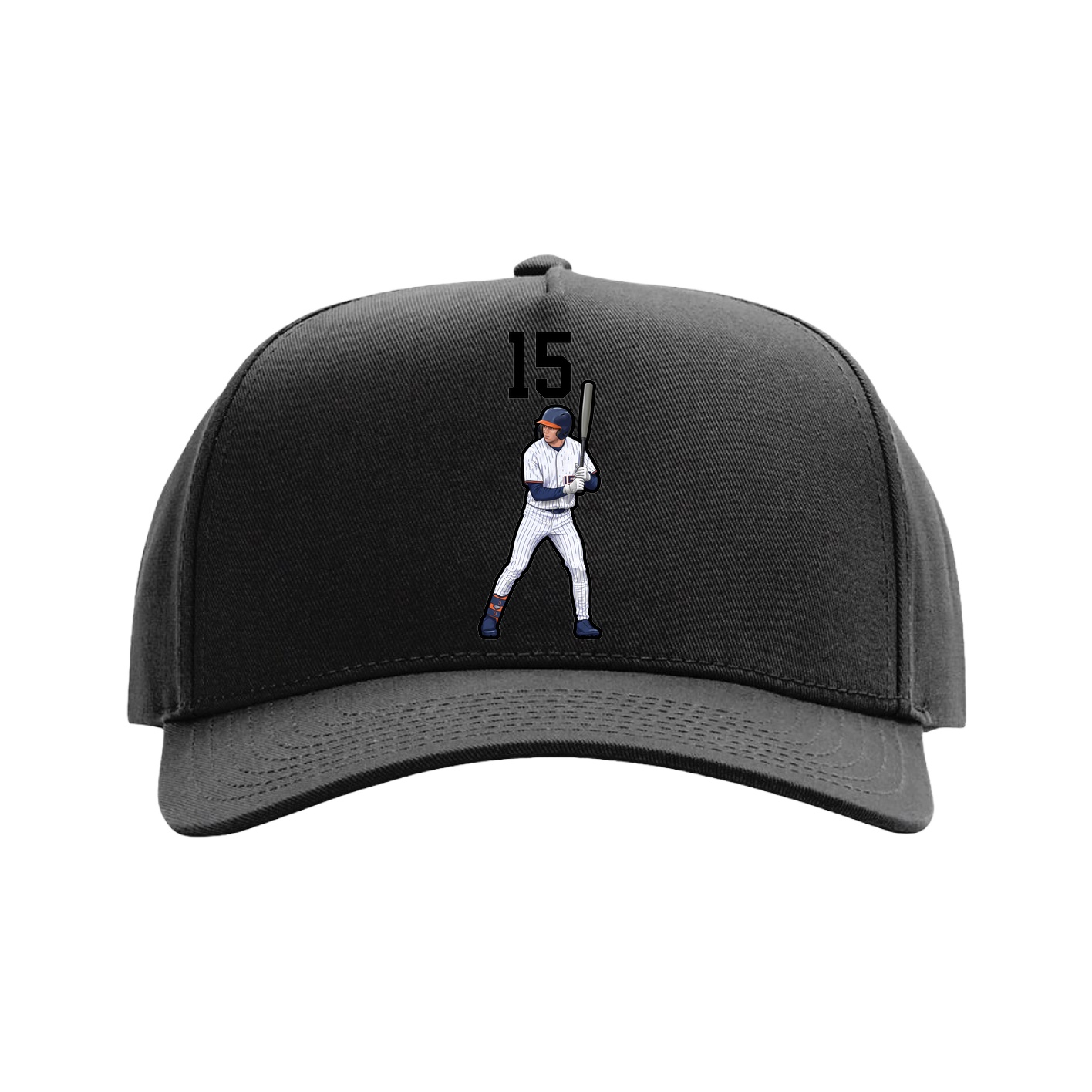 Full Fabric Five-Panel Champ Cap — Number Top in Black