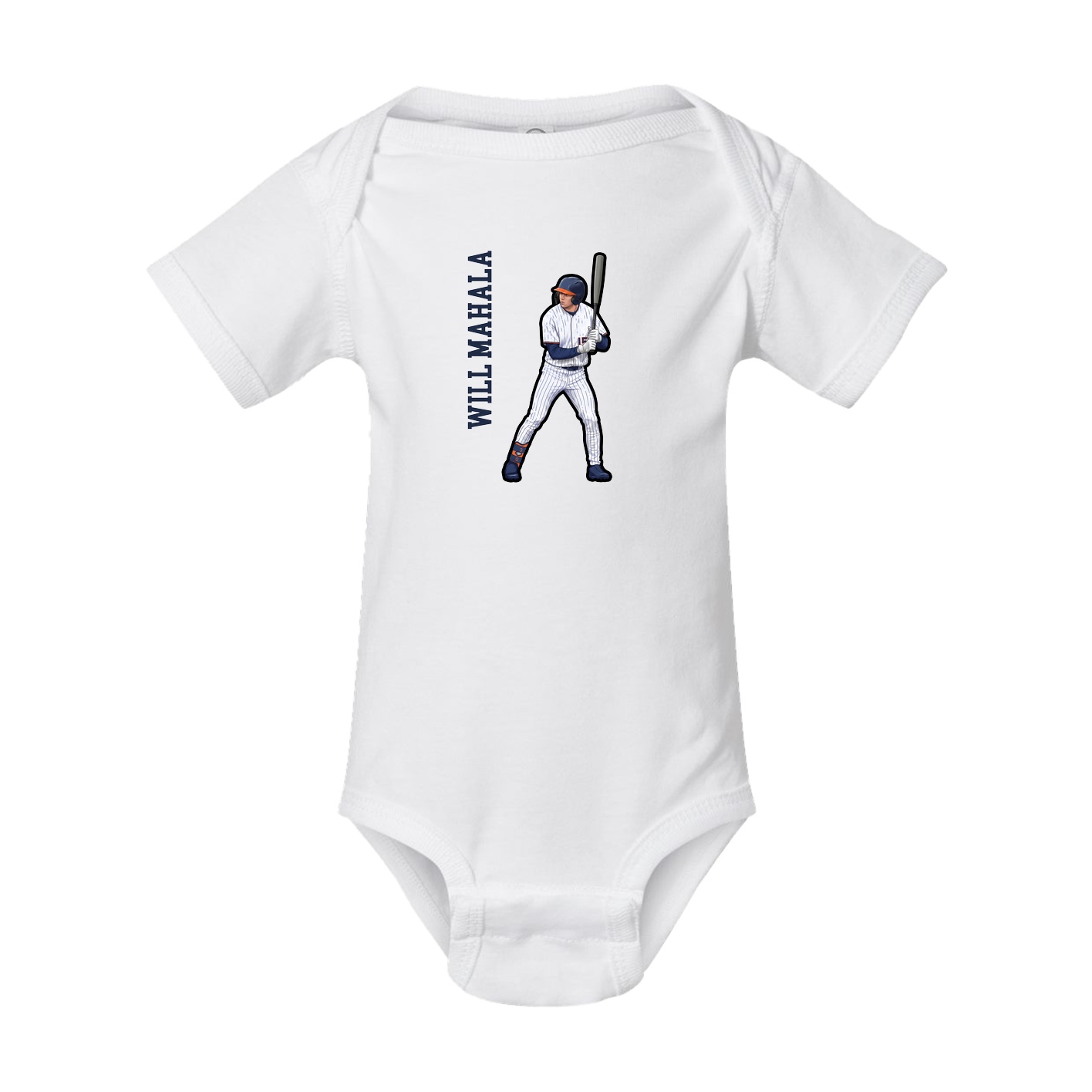 Baby Onesie — Name Vertical in White