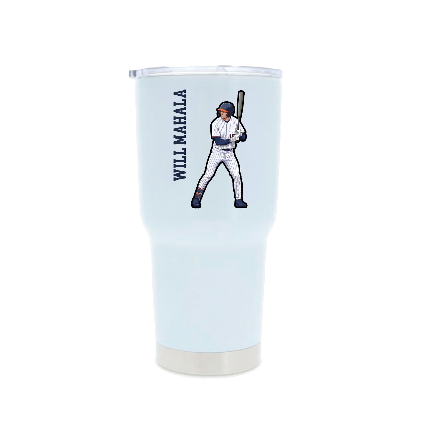 30oz Stainless Steel Tumbler — Name Vertical in White