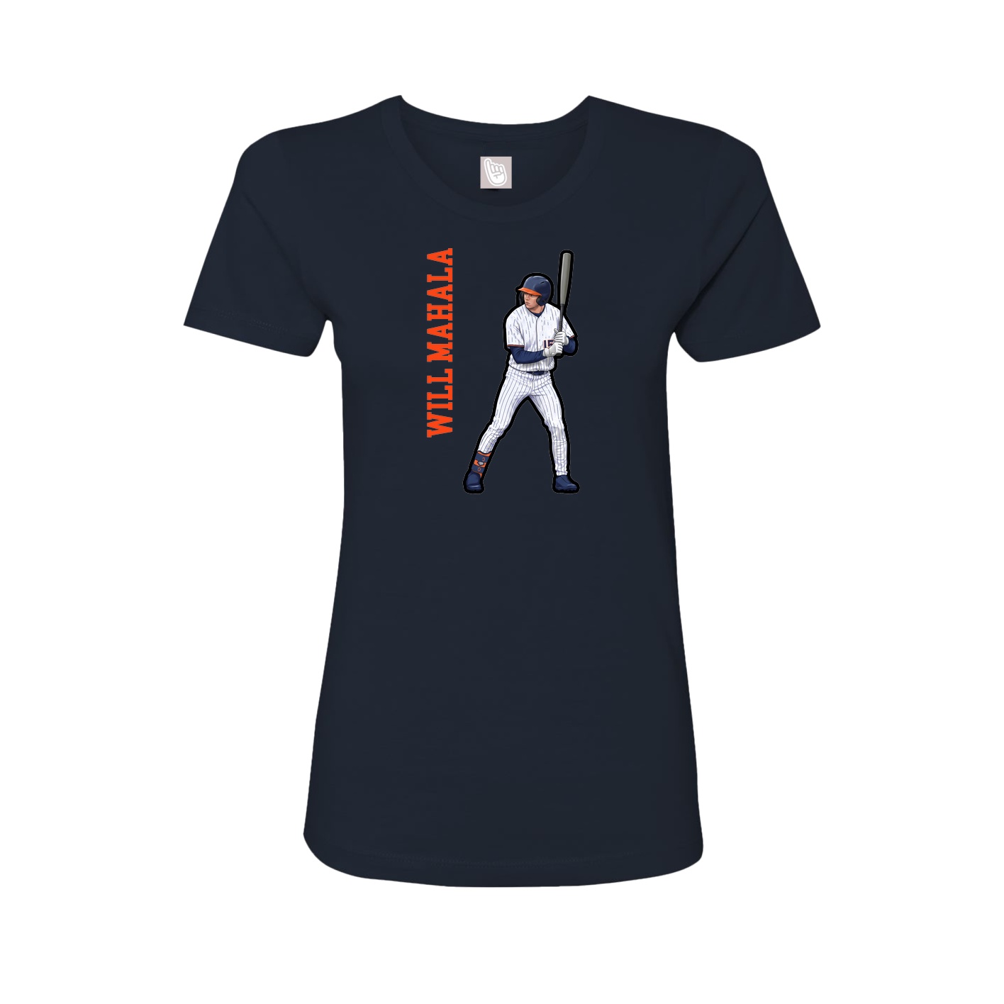 Fitted Women's Tee — Name Vertical in Navy