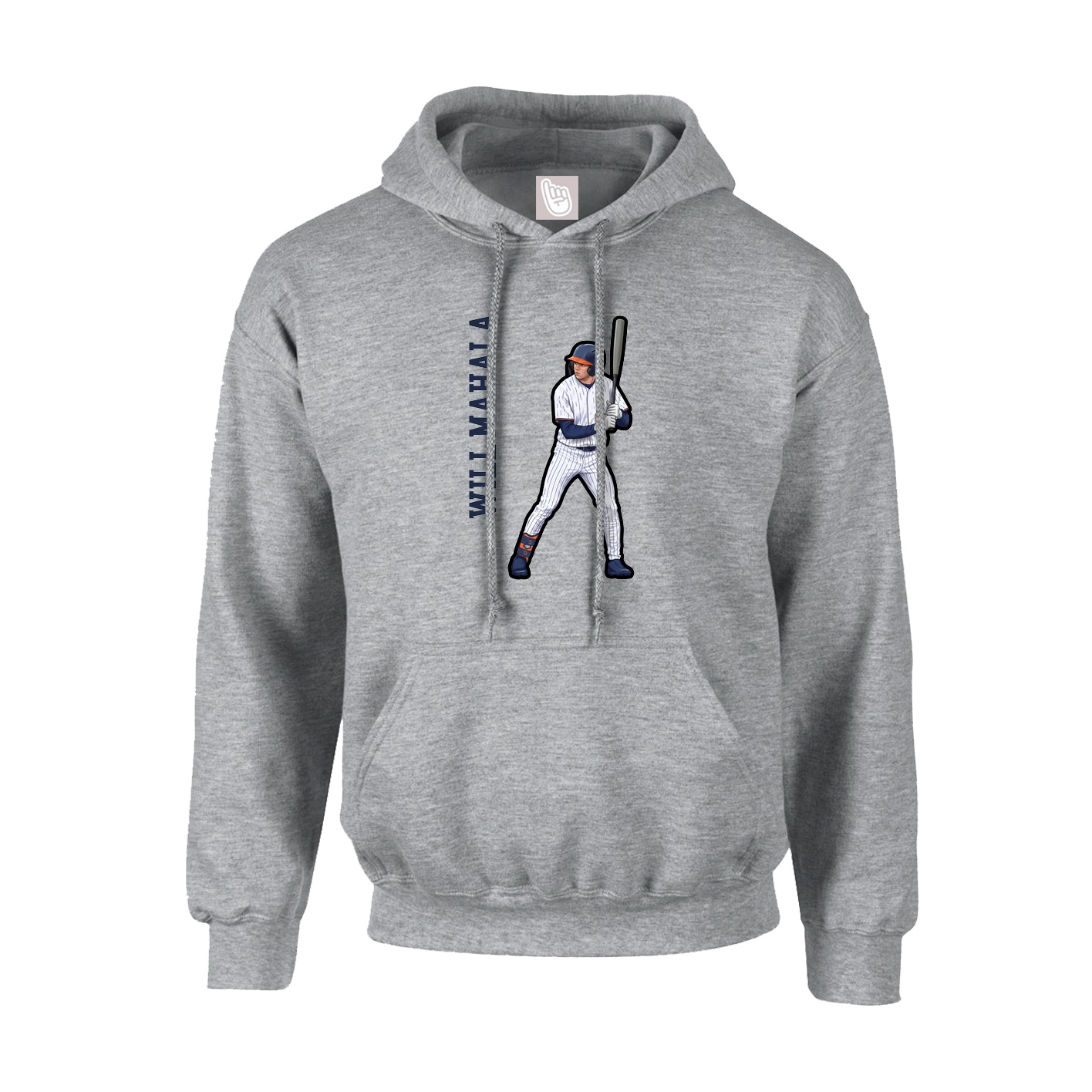 Hoodie — Name Vertical in Grey