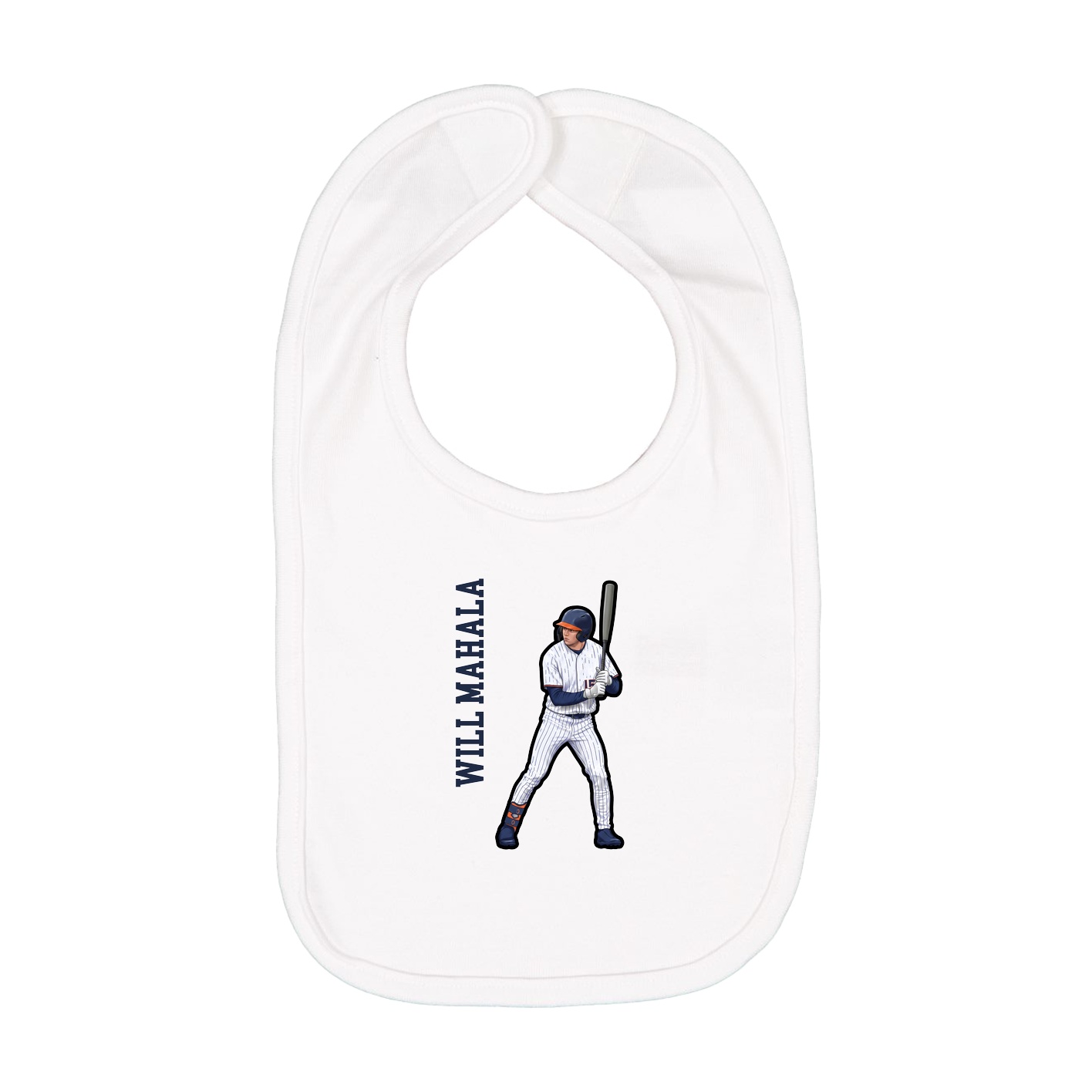 Infant Bib — Name Vertical in White