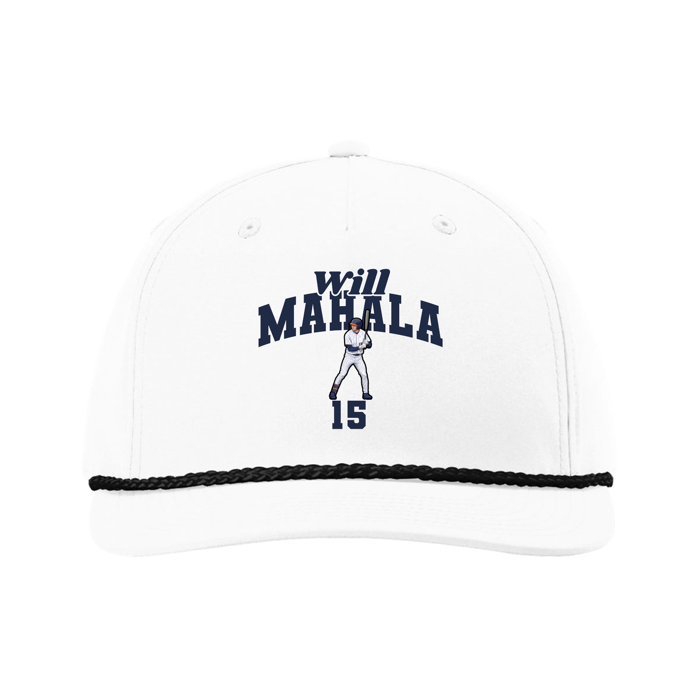 Five-Panel Classic Rope Cap — Signature Arch in White