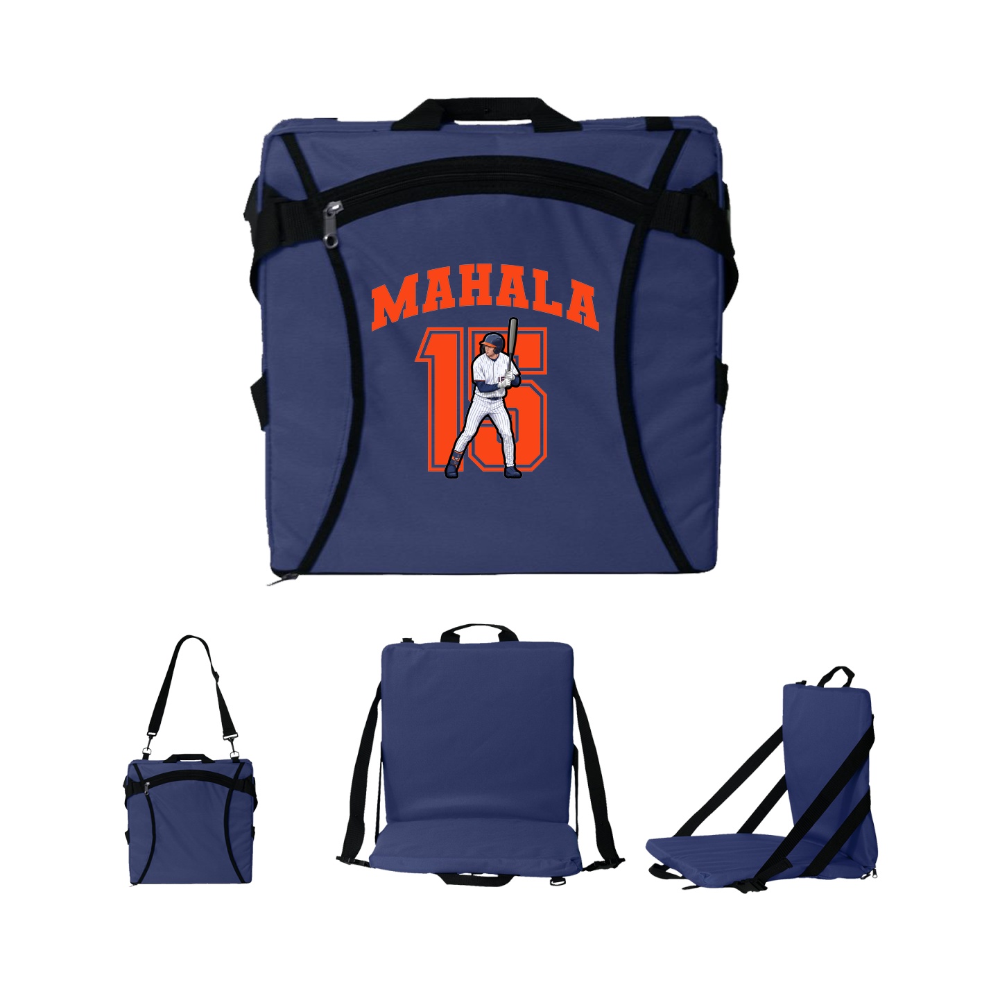 Folding Stadium Seat — Number in Navy