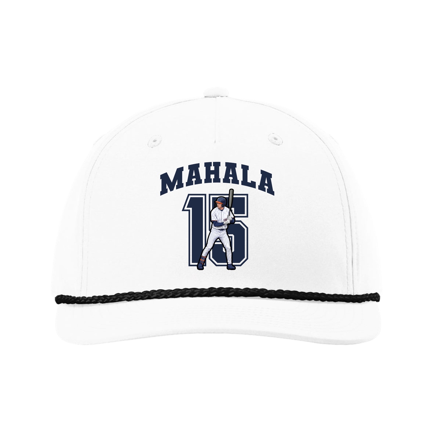 Five-Panel Classic Rope Cap — Number in White