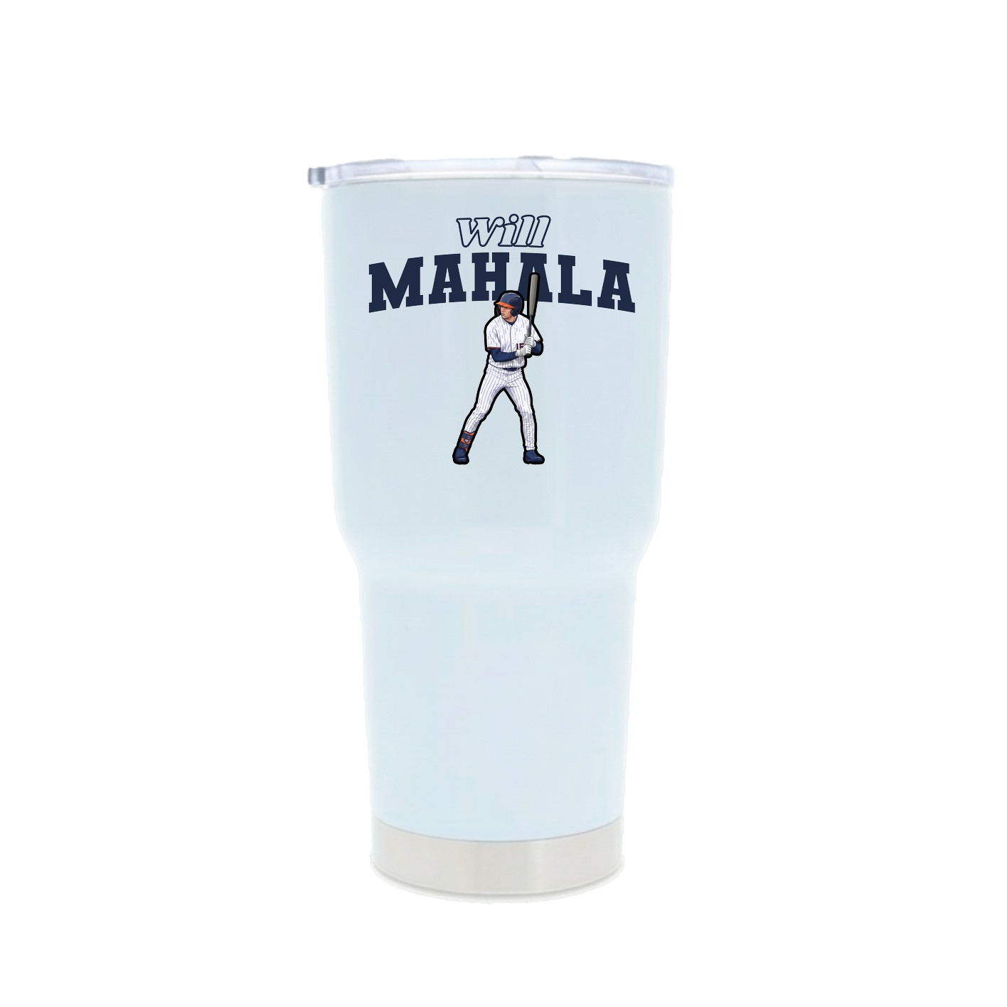30oz Stainless Steel Tumbler — Name Arch in White