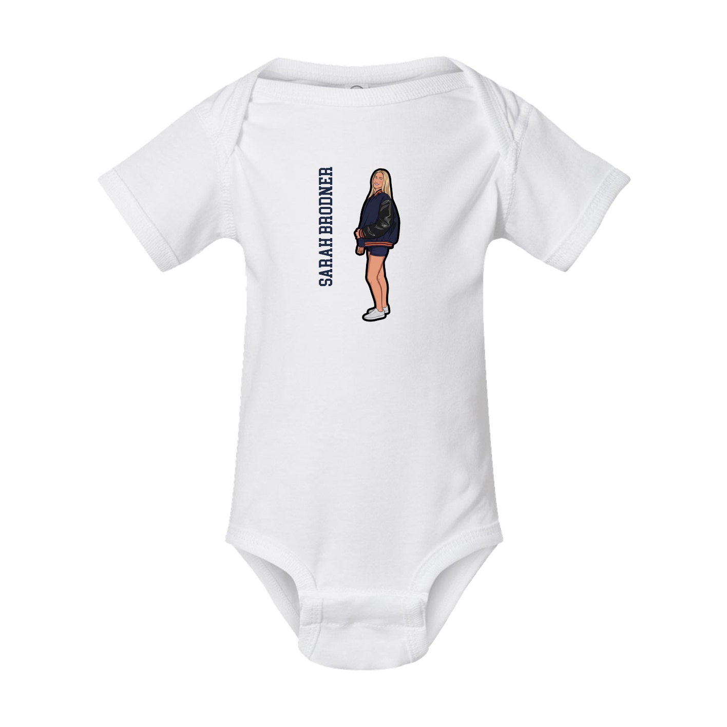 Baby Onesie — Name Vertical in White