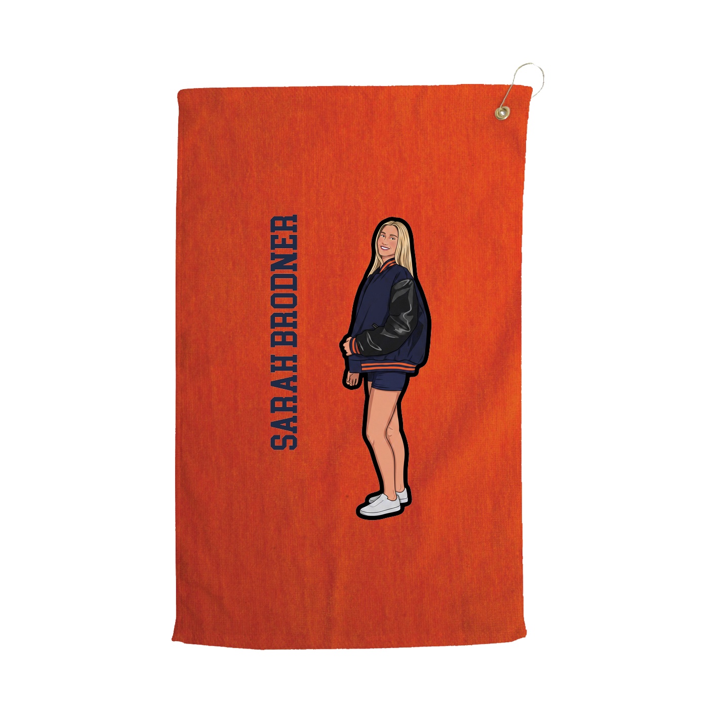 Golf Towel — Name Vertical in Orange