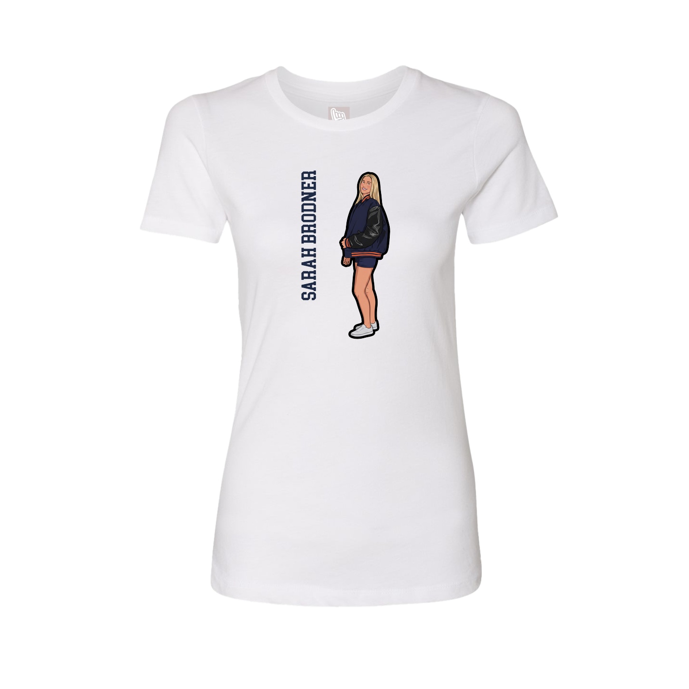 Fitted Women's Tee — Name Vertical in White