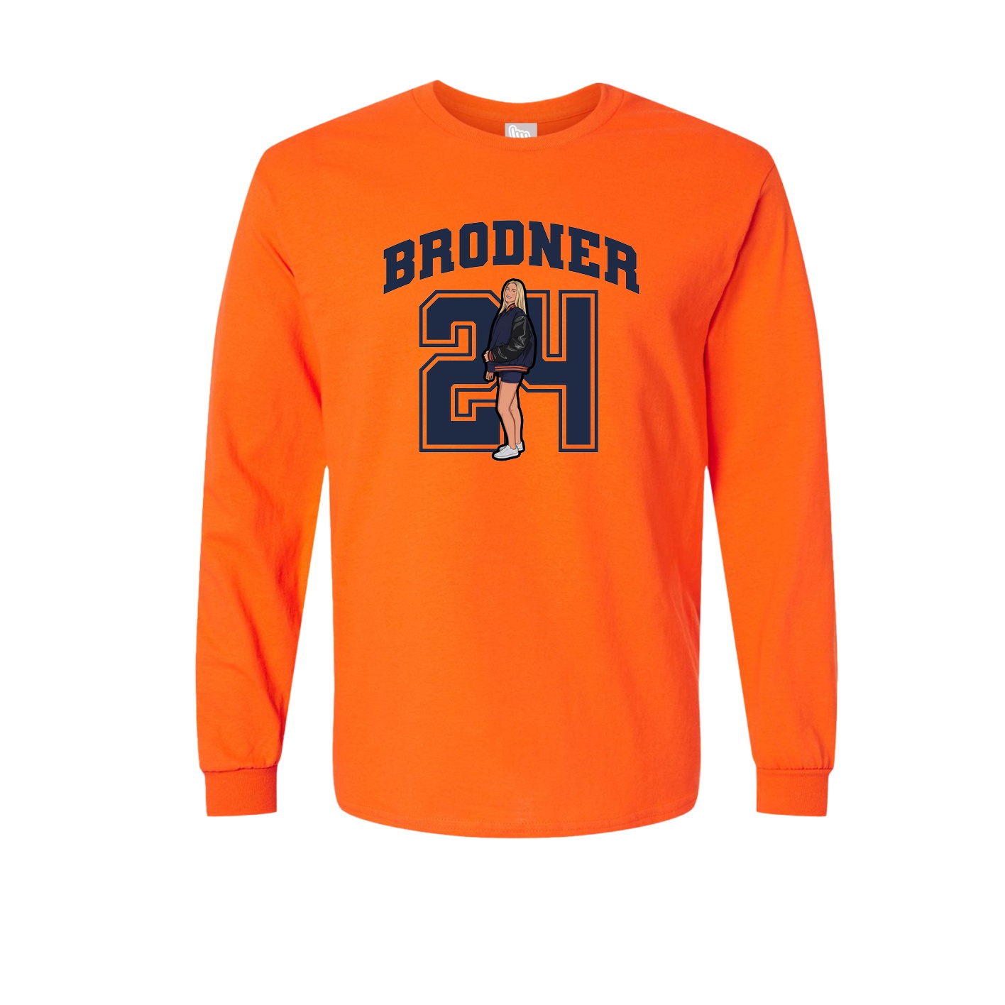 Long Sleeve Tee — Number in Orange