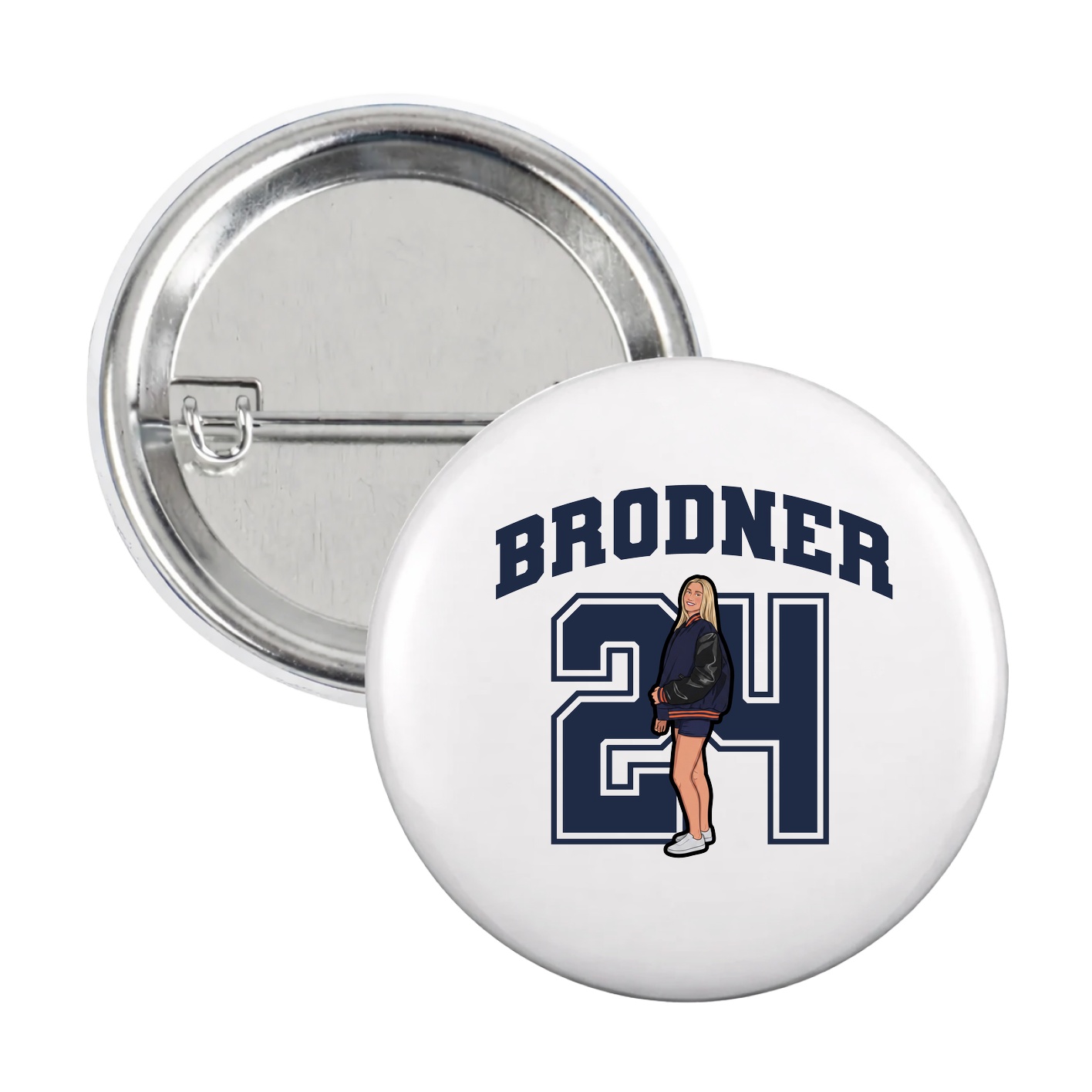 Game Day Button — Number in White