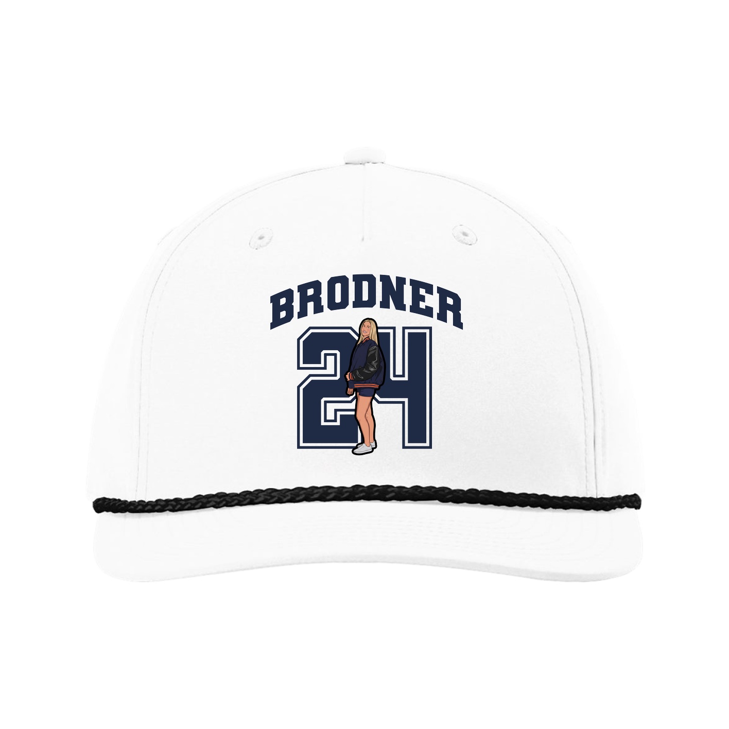 Five-Panel Classic Rope Cap — Number in White