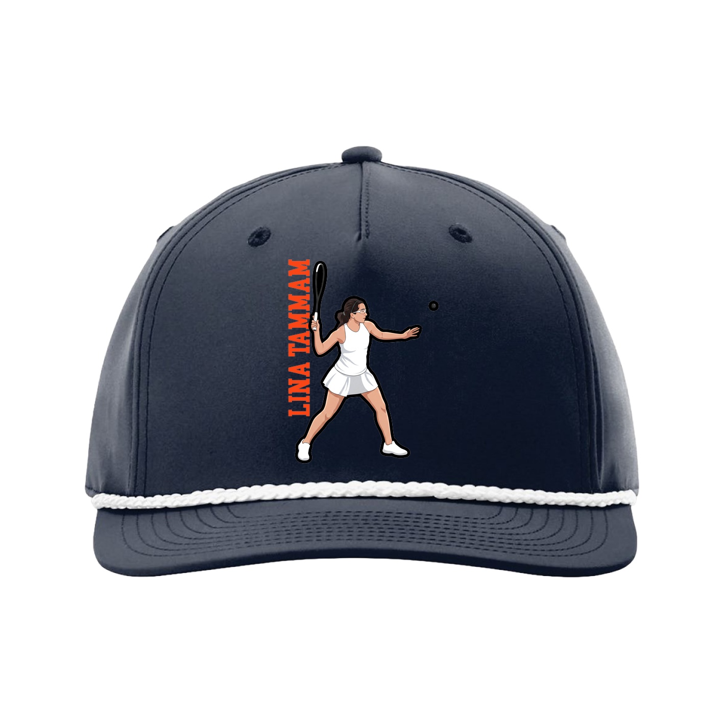 Five-Panel Classic Rope Cap — Name Vertical in Navy
