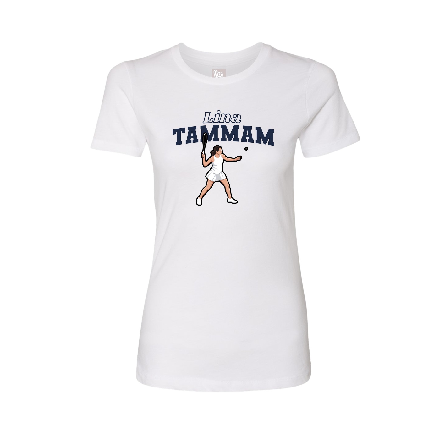 Fitted Women's Tee — Name Arch in White