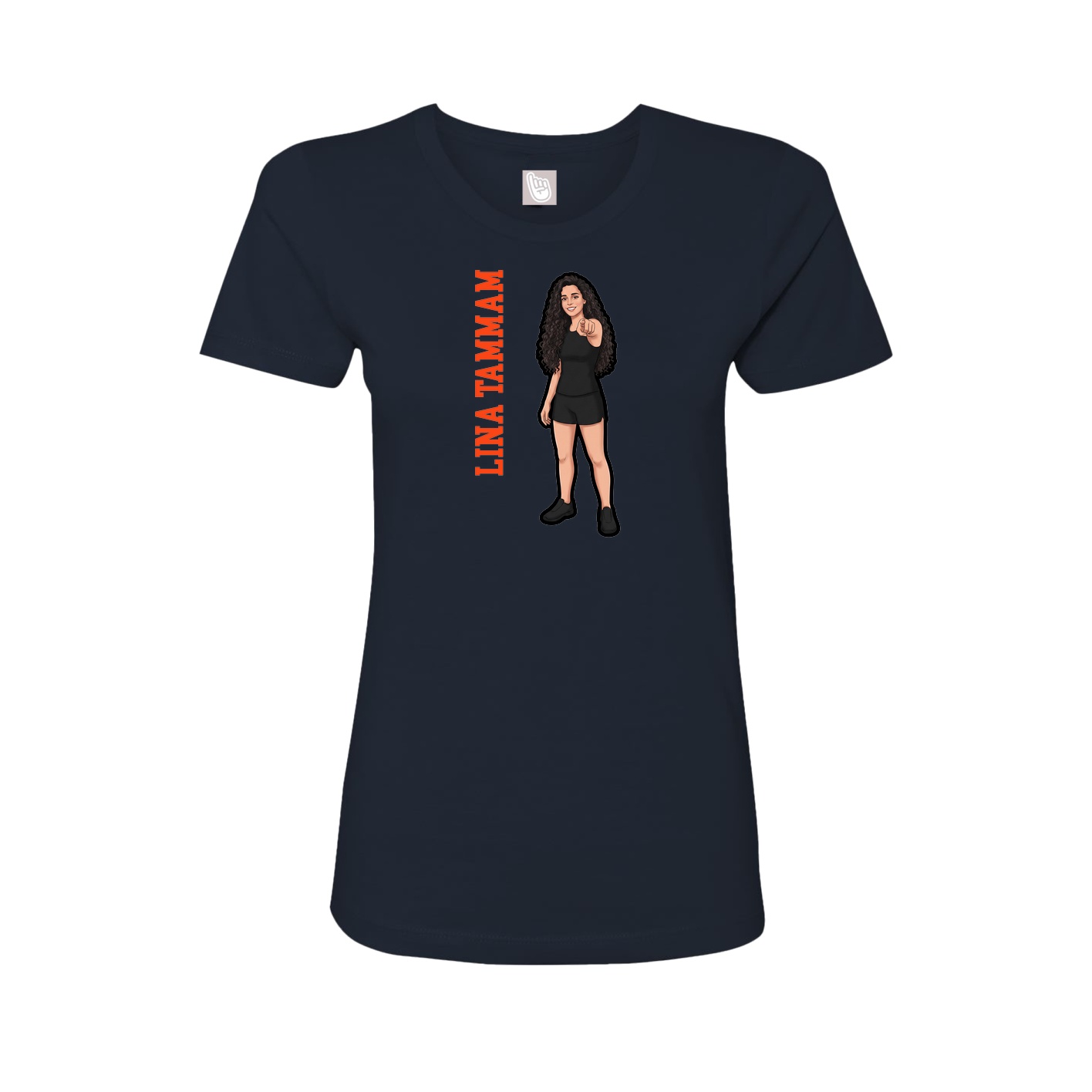 Fitted Women's Tee — Name Vertical in Navy