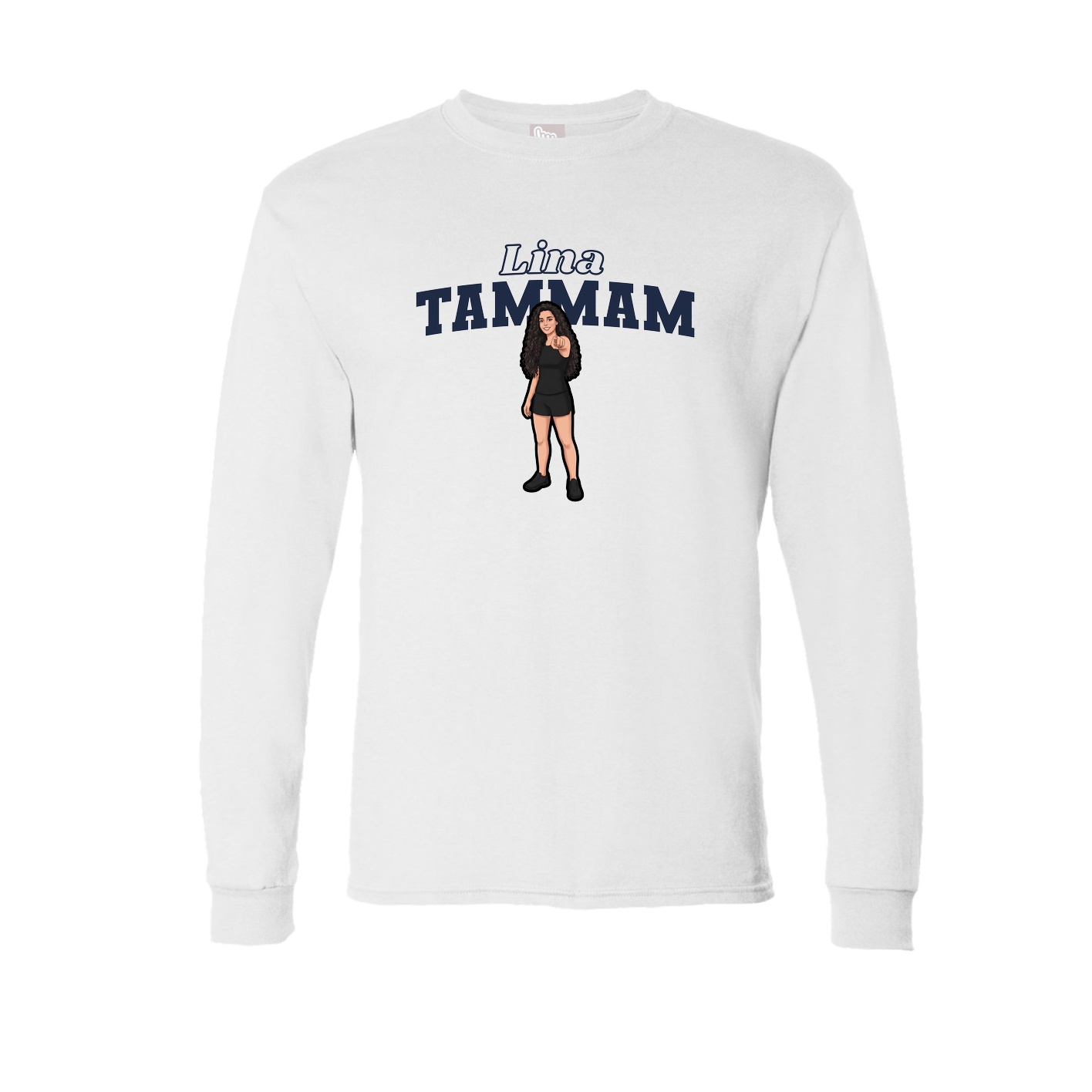 Long Sleeve Tee — Name Arch in White