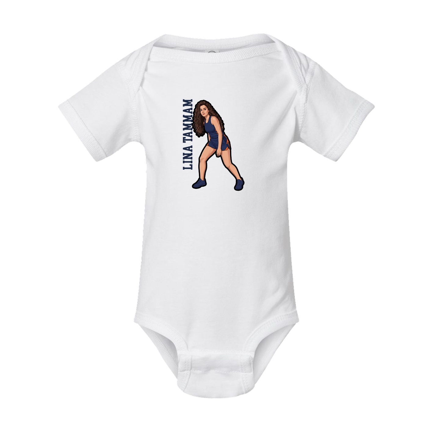 Baby Onesie — Name Vertical in White