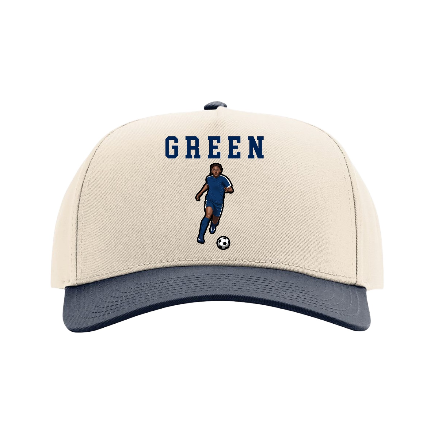 Full Fabric Five-Panel Champ Cap — Shirsey in Cream/Navy