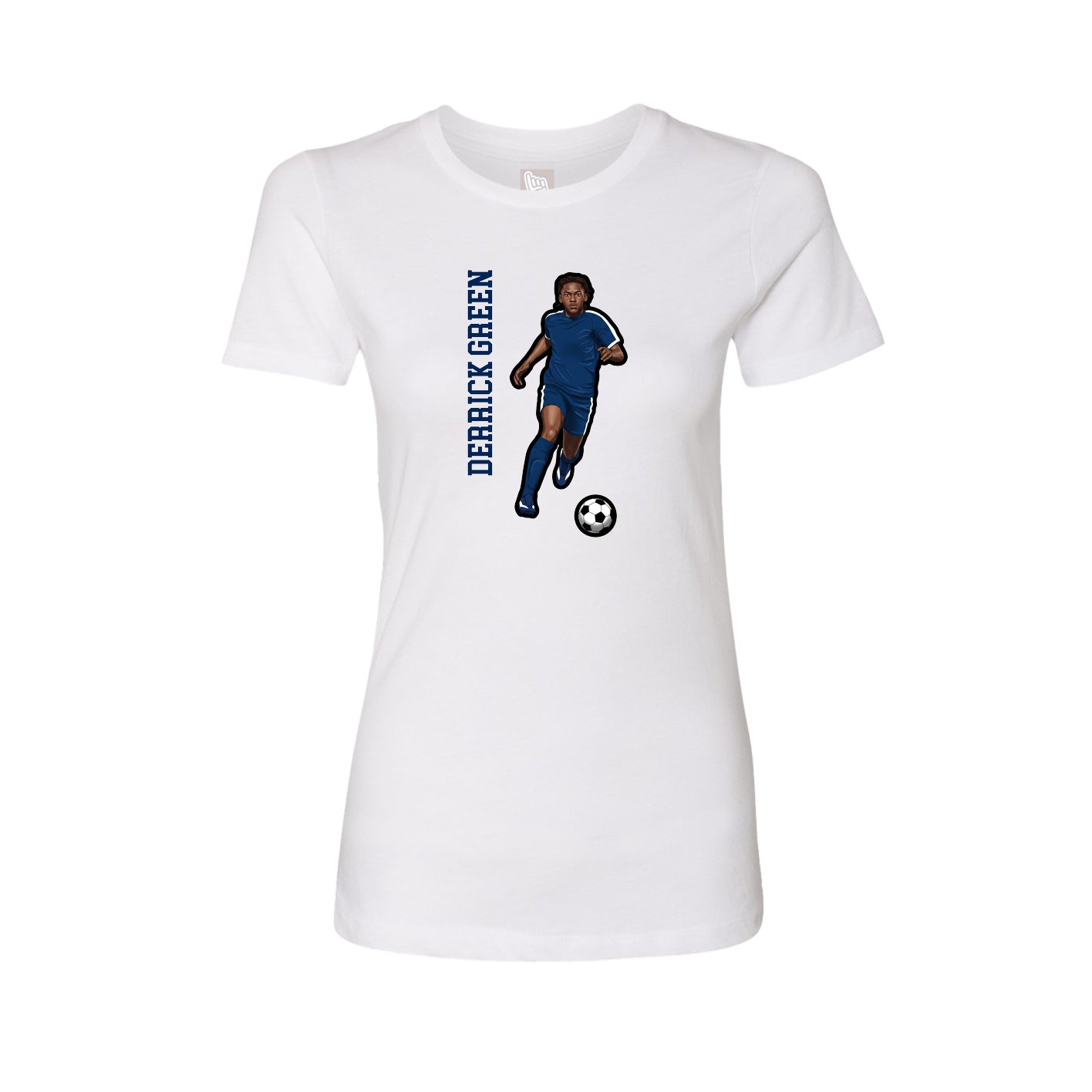 Womens Tee — Name Vertical in White