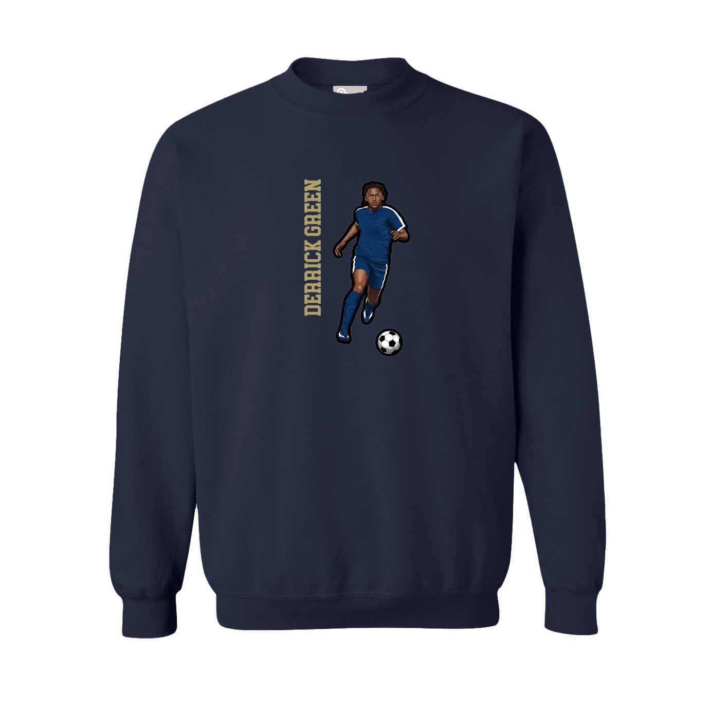 Fleece Crew — Name Vertical in Navy