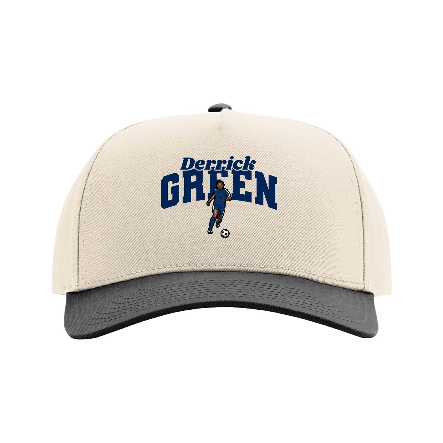 Full Fabric Five-Panel Champ Cap — Signature Arch in Cream/Black
