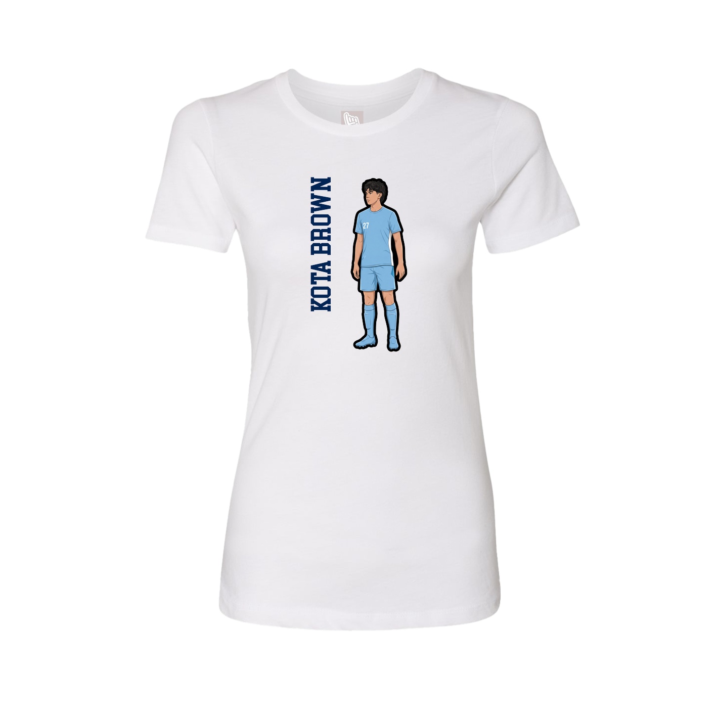 Fitted Women's Tee — Name Vertical in White