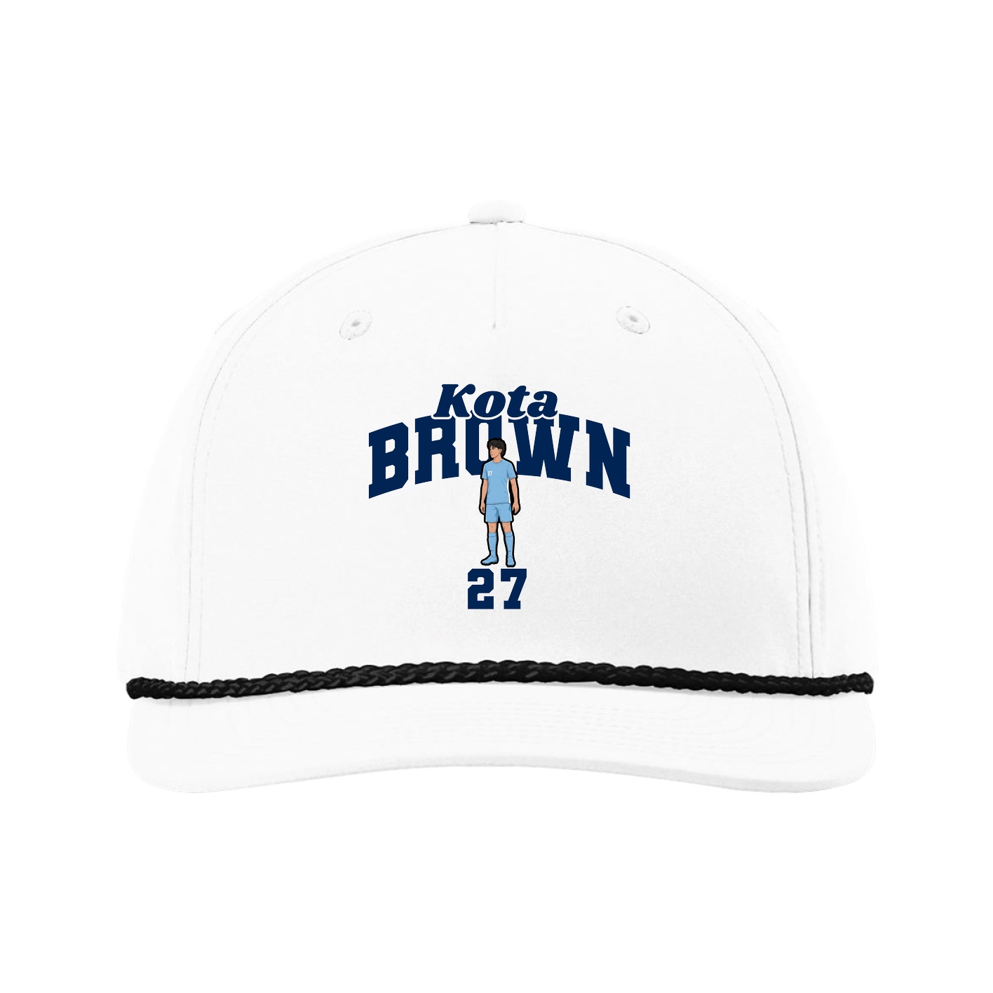 Five-Panel Classic Rope Cap — Signature Arch in White