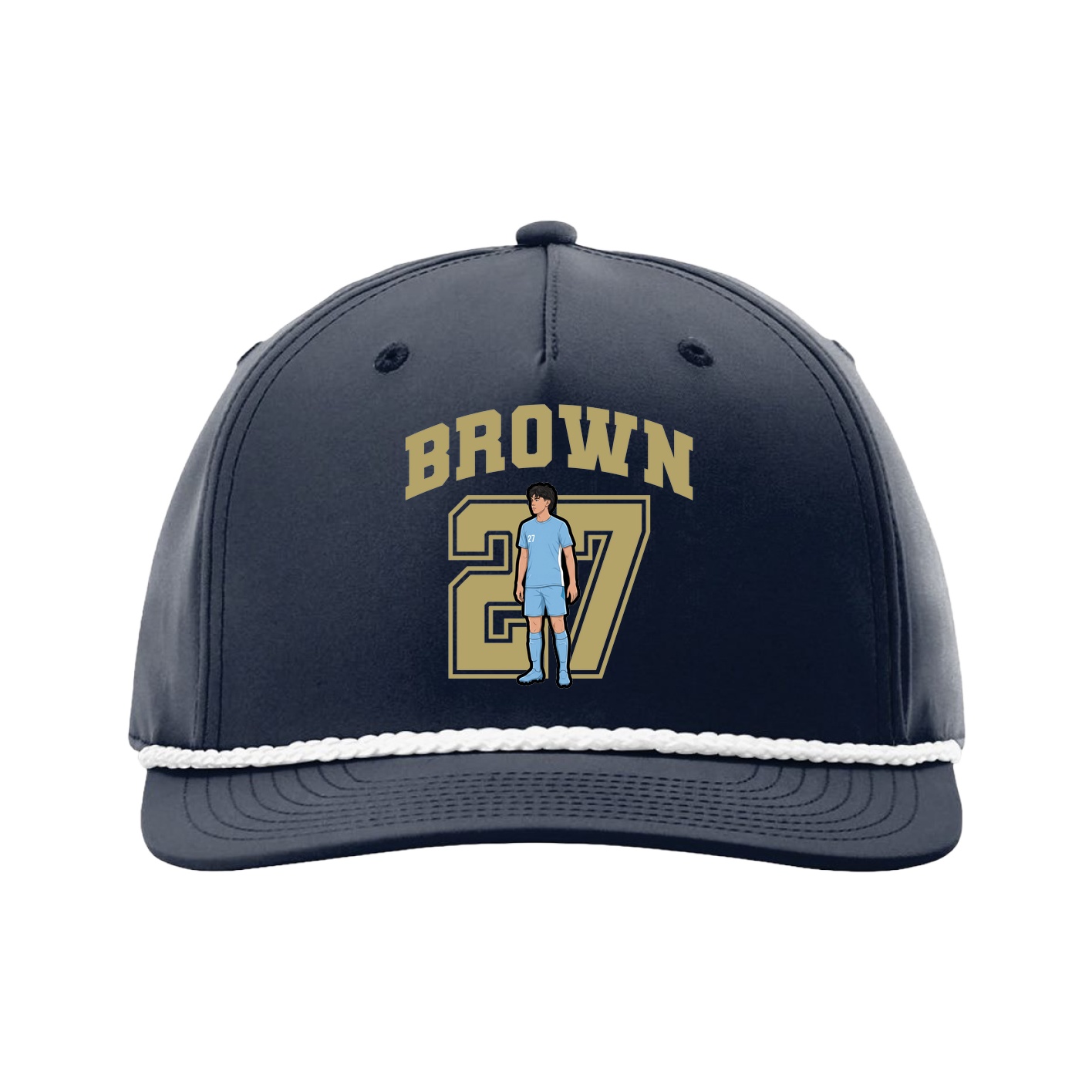 Five-Panel Classic Rope Cap — Number in Navy