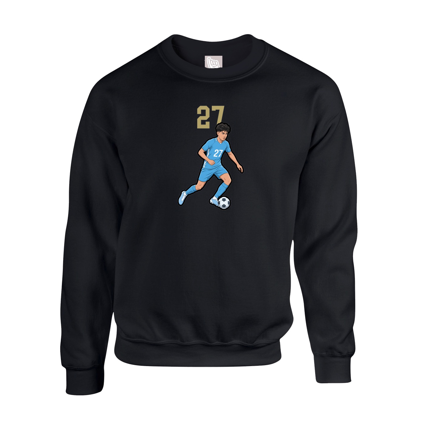 Fleece Crew — Number Top in Black