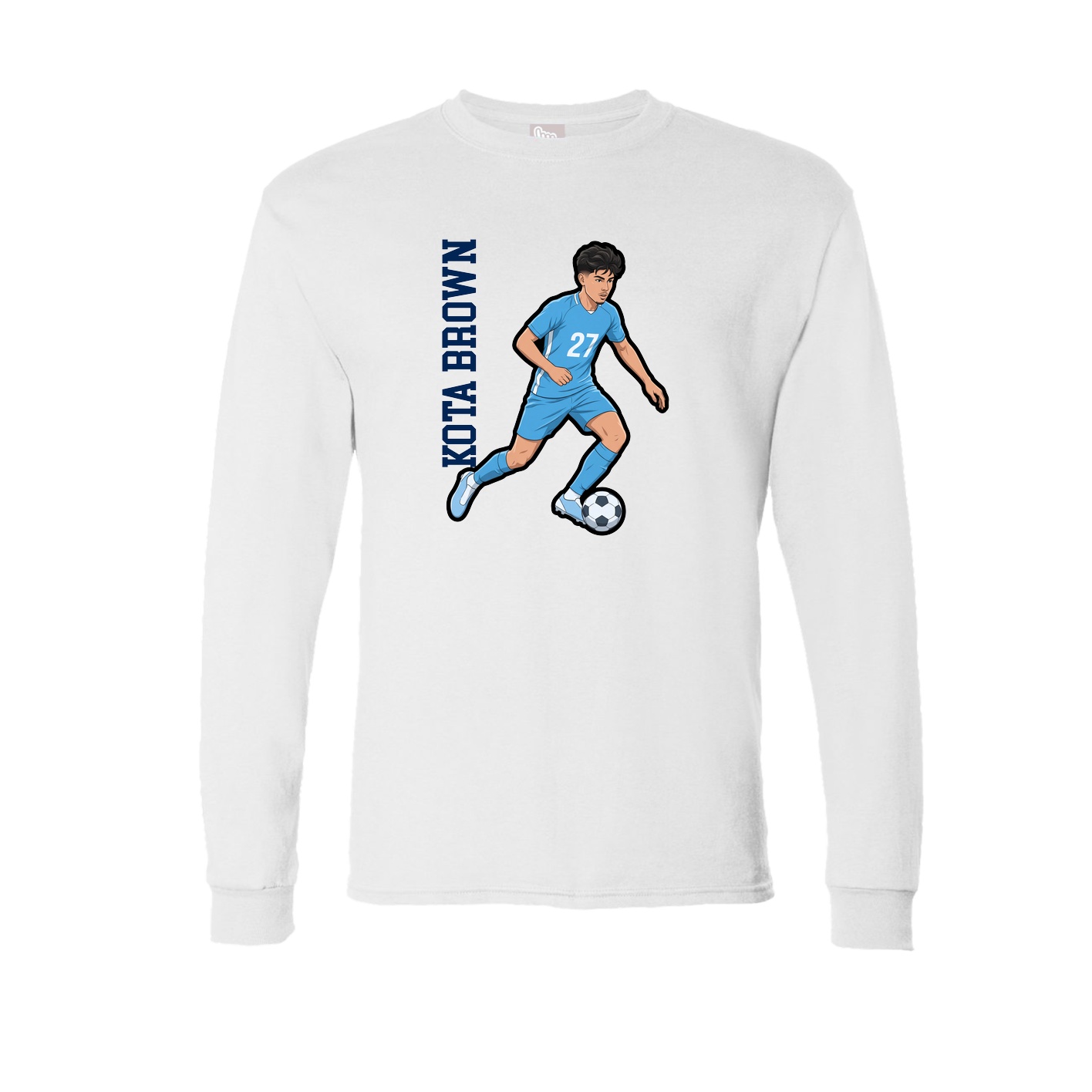 Long Sleeve Tee — Name Vertical in White