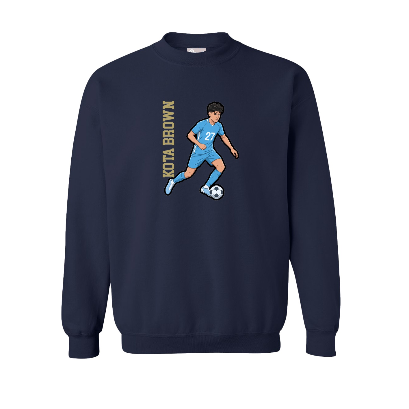 Fleece Crew — Name Vertical in Navy