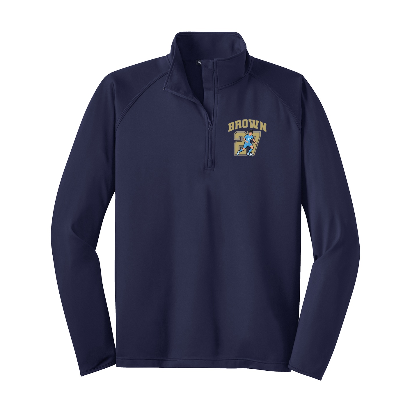 Q-Zip Pullover — Number in Navy