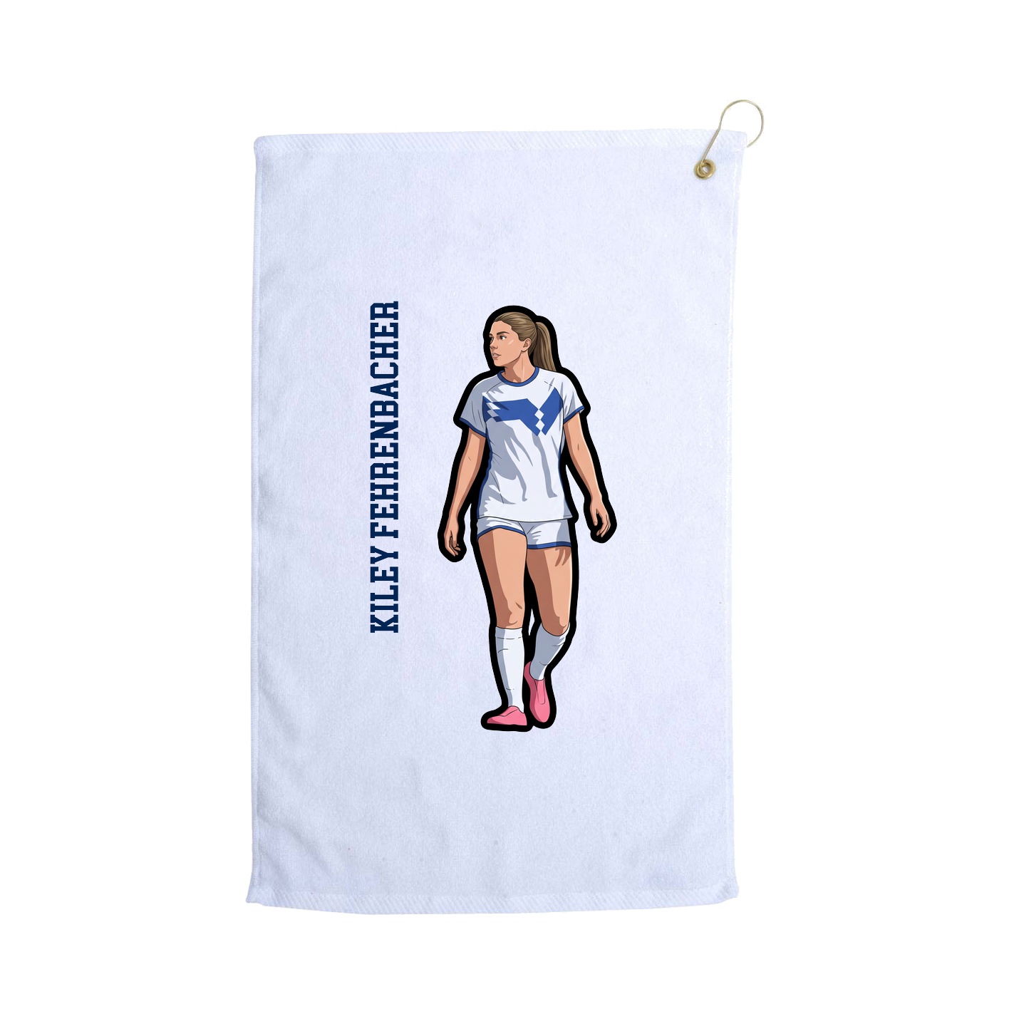 Golf Towel — Name Vertical in White