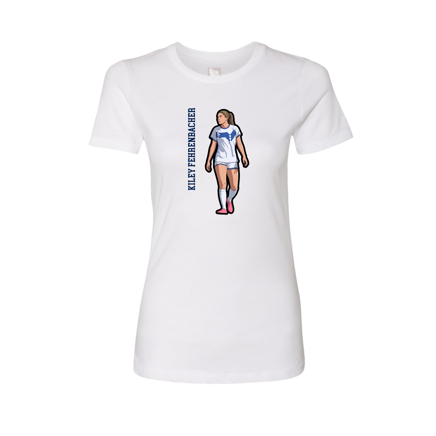 Fitted Women's Tee — Name Vertical in White