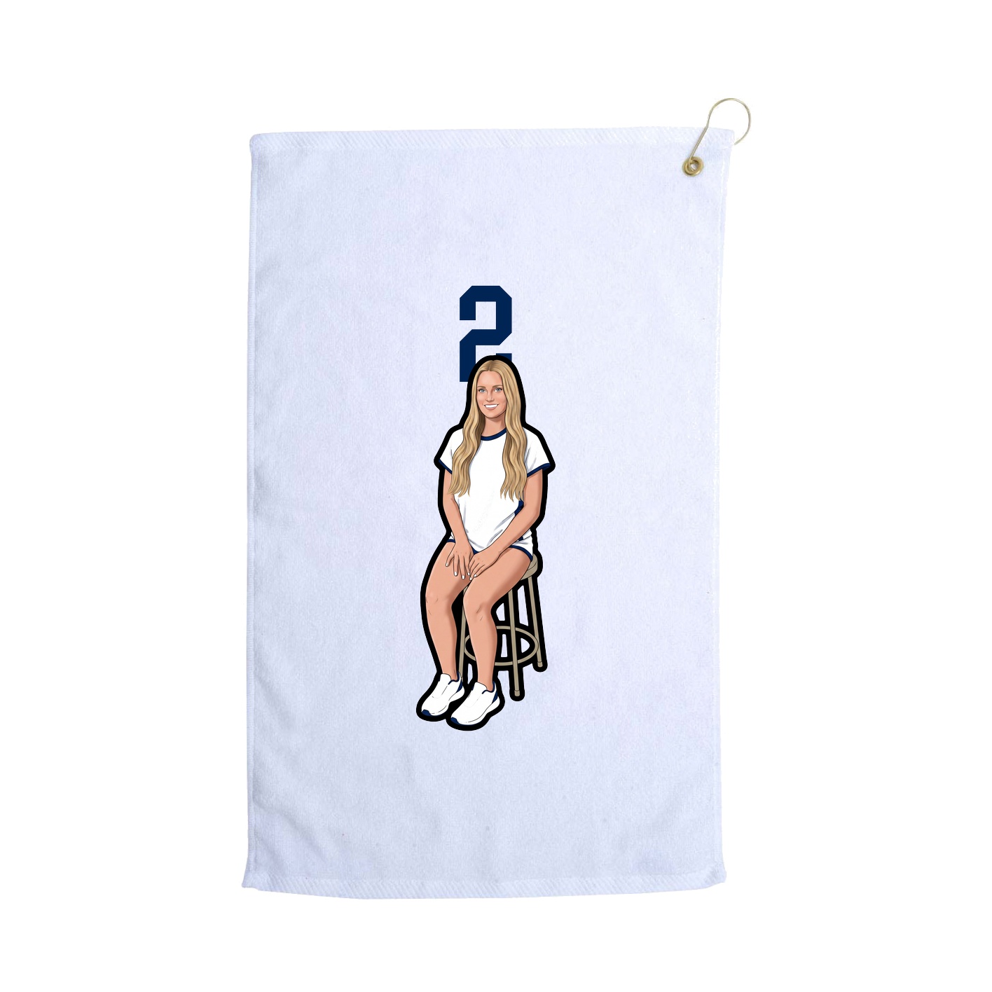 Golf Towel — Number Top in White