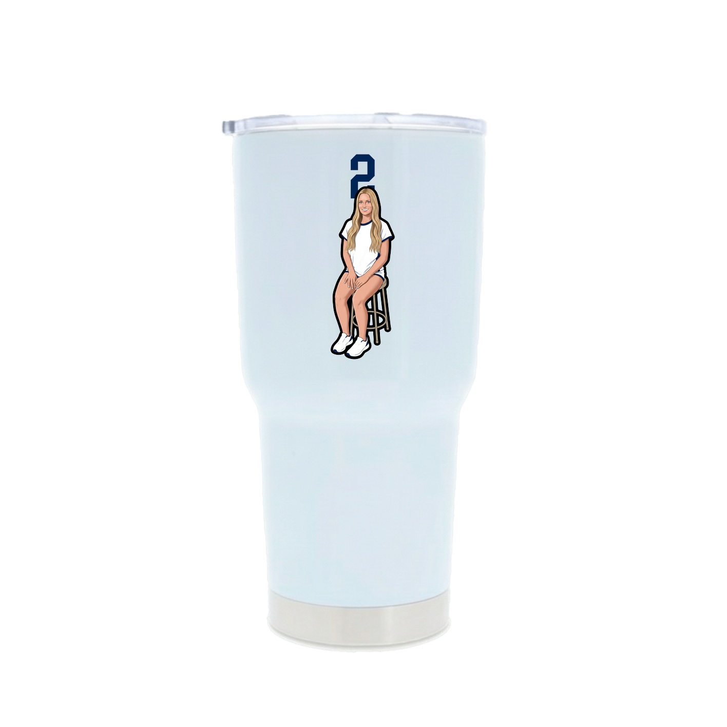 30oz Stainless Steel Tumbler — Number Top in White