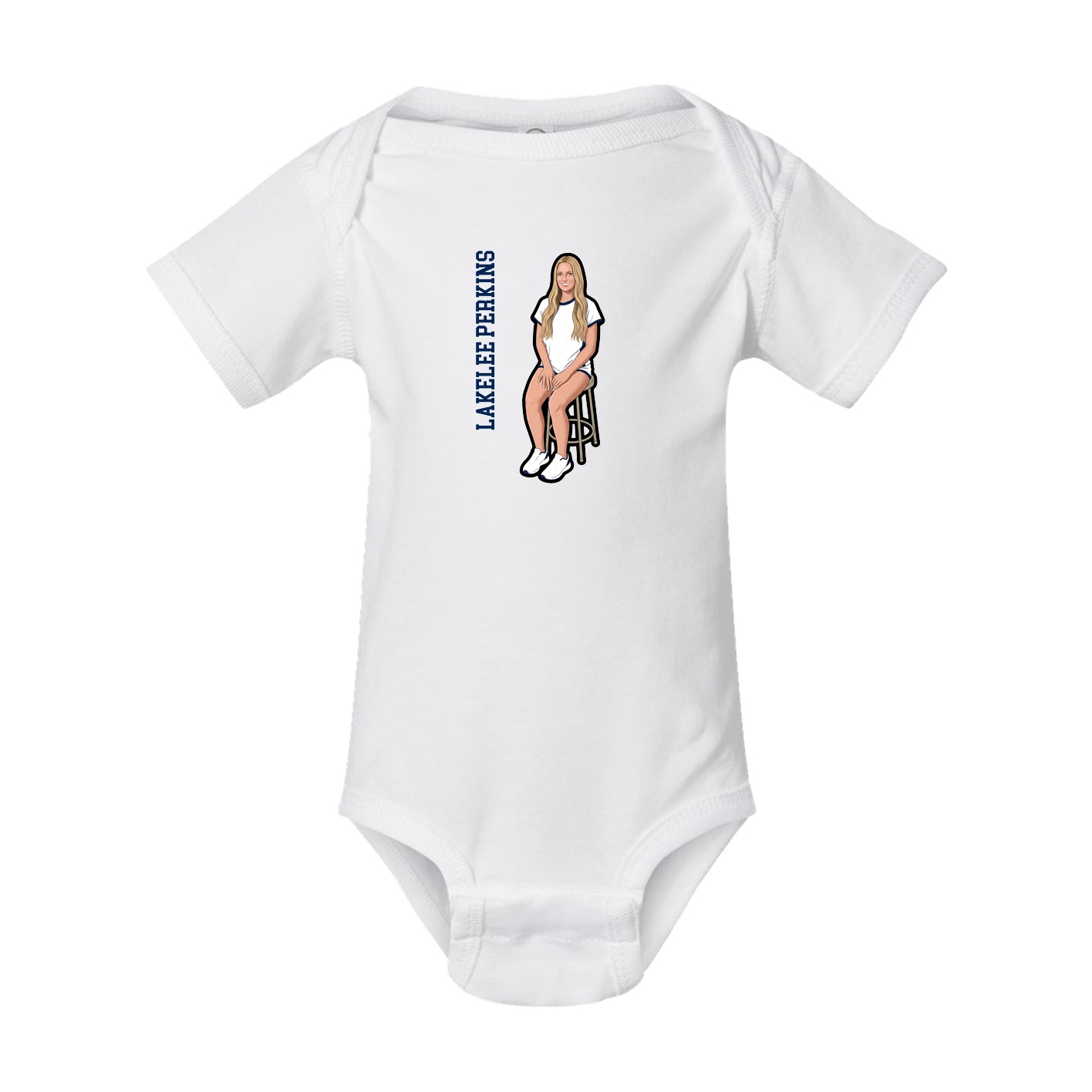 Baby Onesie — Name Vertical in White